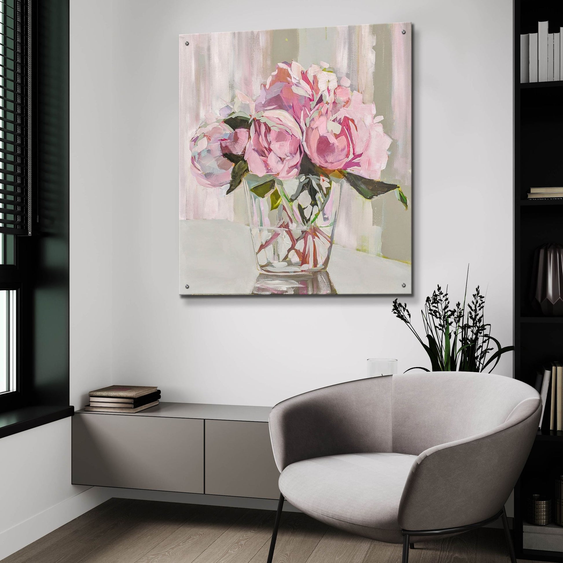 Epic Art 'Peonies' by Jenny Westenhofer, Acrylic Glass Wall Art,36x36