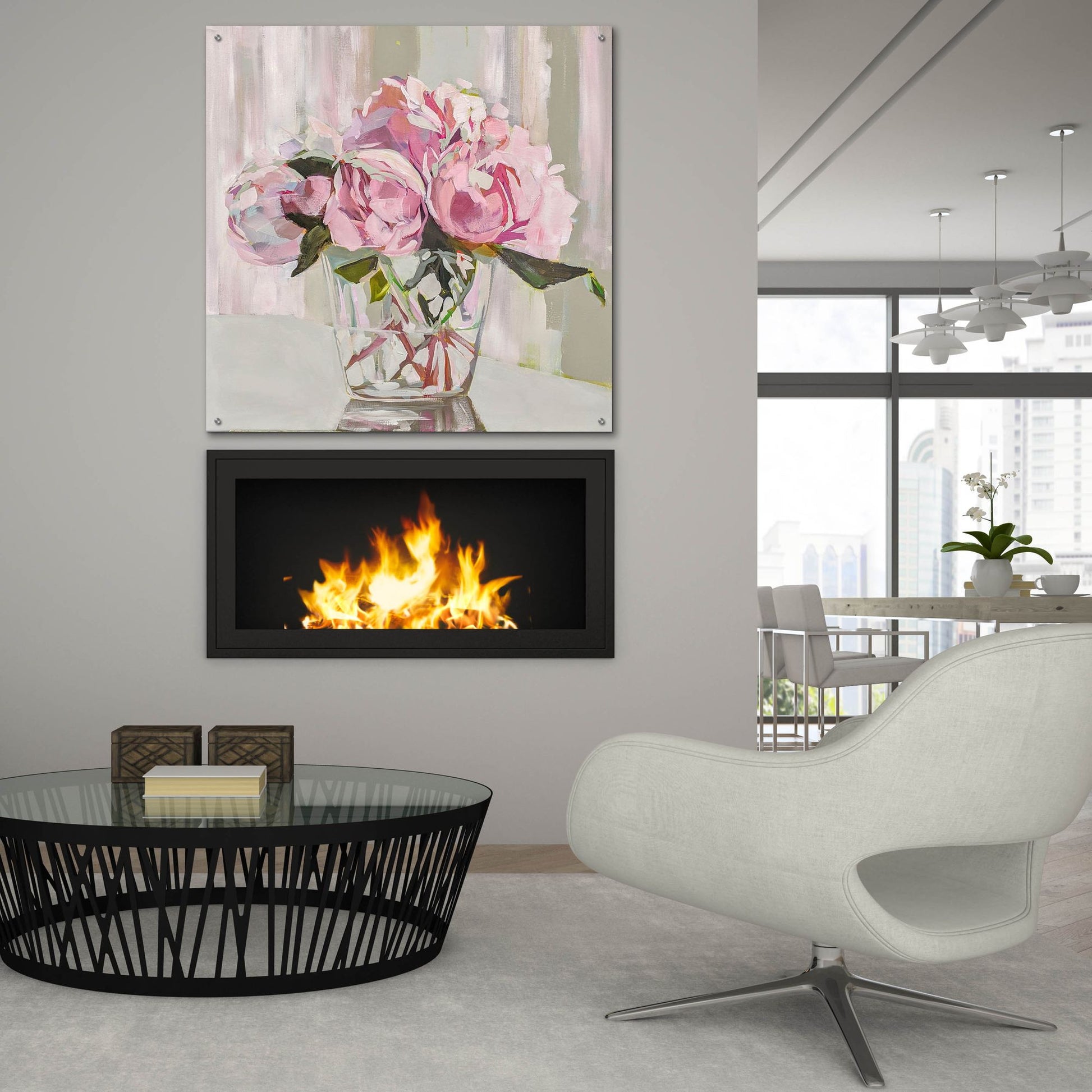 Epic Art 'Peonies' by Jenny Westenhofer, Acrylic Glass Wall Art,36x36