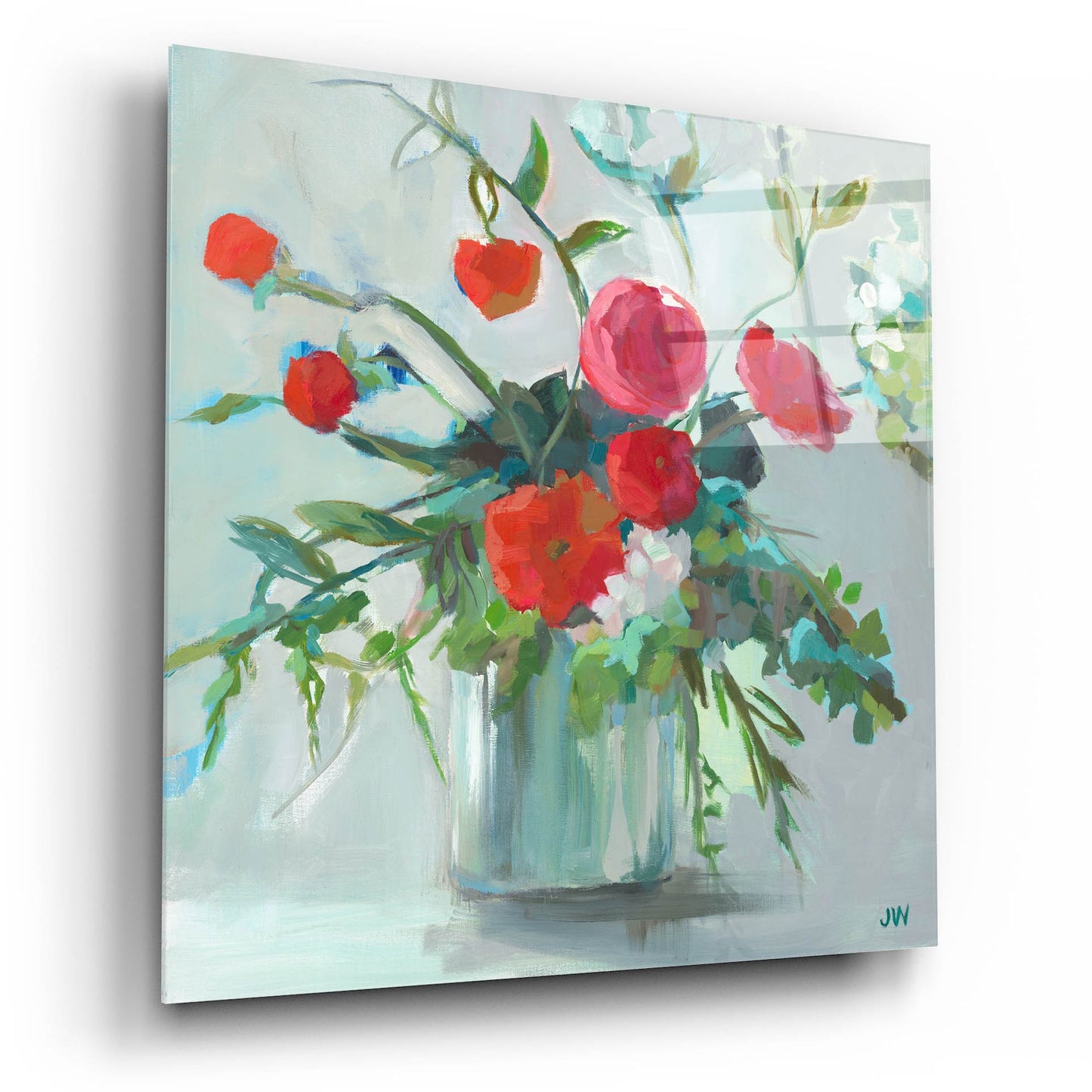 Epic Art 'Red Ranunculus' by Jenny Westenhofer, Acrylic Glass Wall Art,12x12