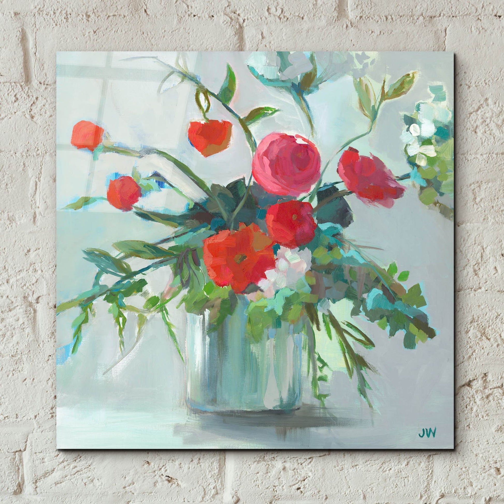 Epic Art 'Red Ranunculus' by Jenny Westenhofer, Acrylic Glass Wall Art,12x12