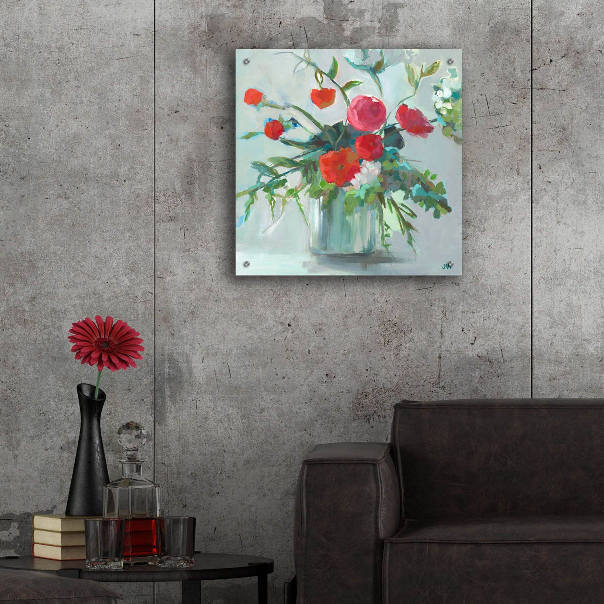 Epic Art 'Red Ranunculus' by Jenny Westenhofer, Acrylic Glass Wall Art,24x24