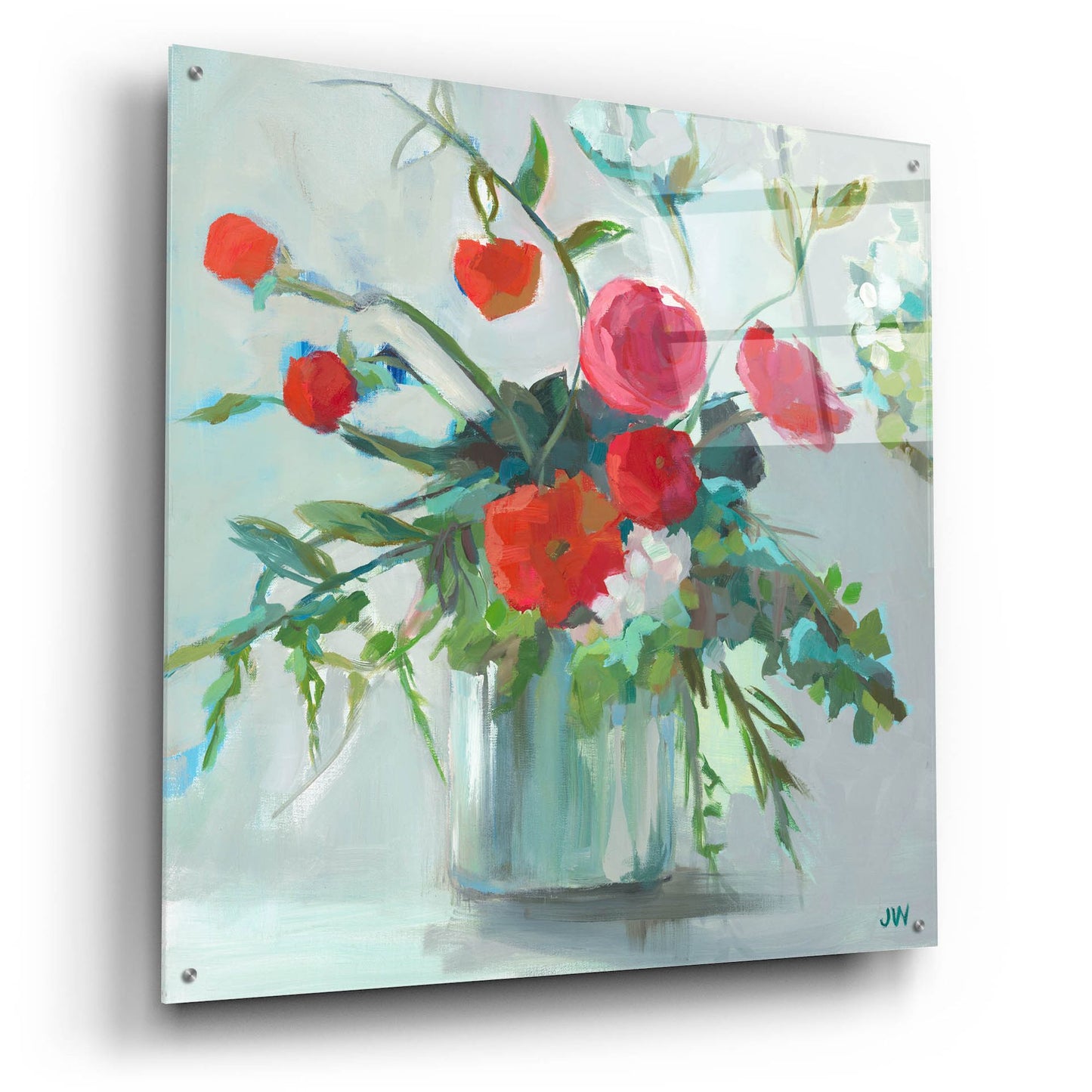 Epic Art 'Red Ranunculus' by Jenny Westenhofer, Acrylic Glass Wall Art,36x36