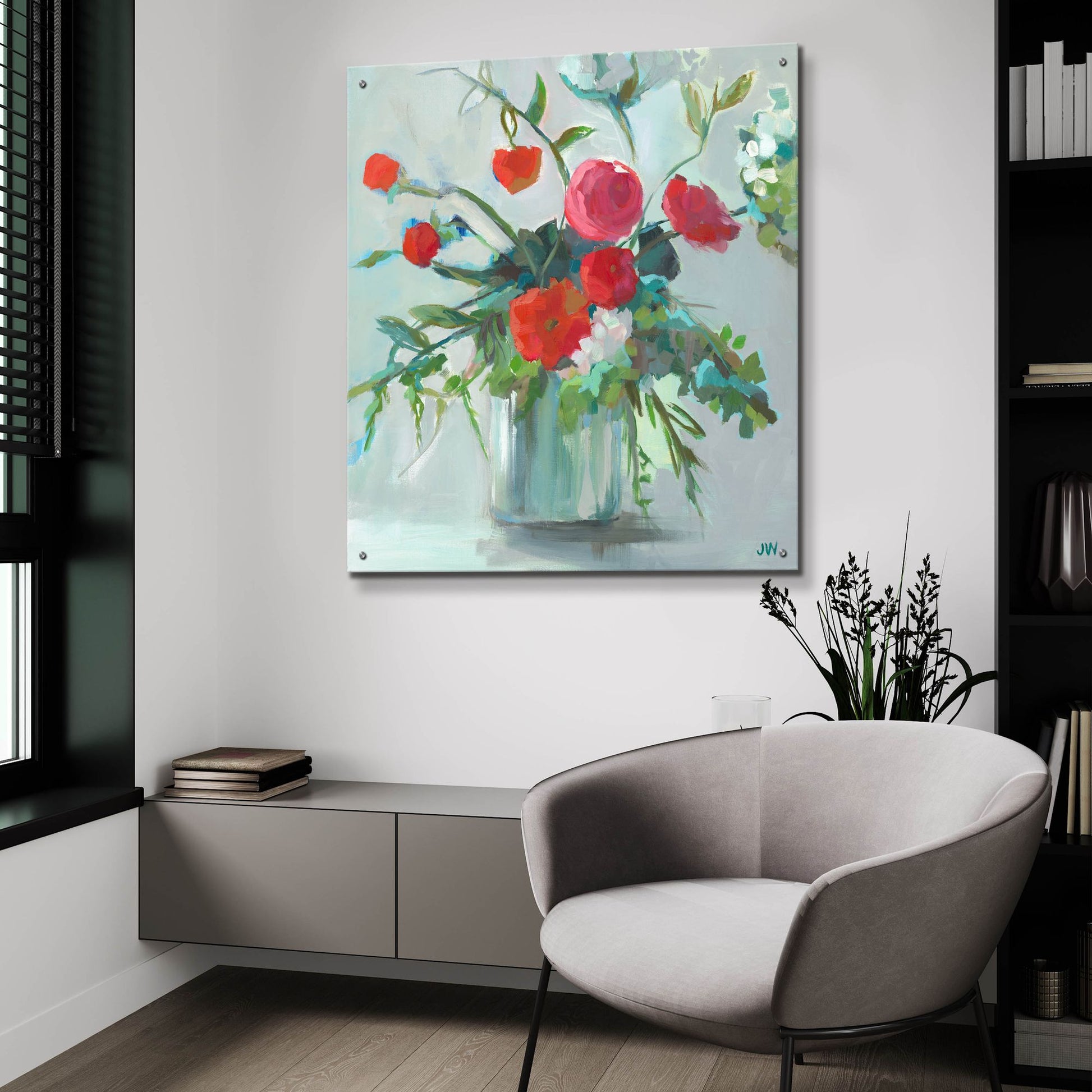 Epic Art 'Red Ranunculus' by Jenny Westenhofer, Acrylic Glass Wall Art,36x36