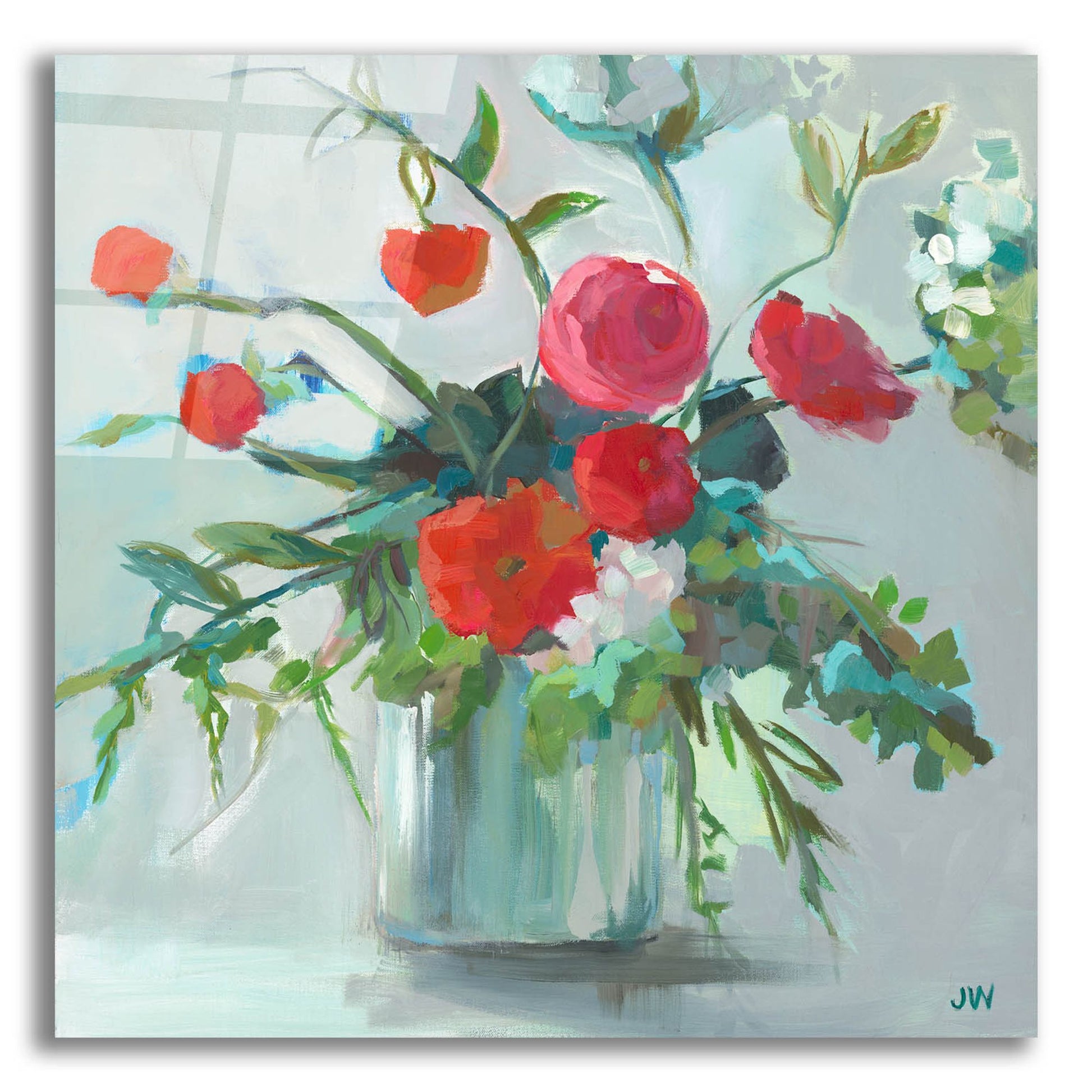 Epic Art 'Red Ranunculus' by Jenny Westenhofer, Acrylic Glass Wall Art