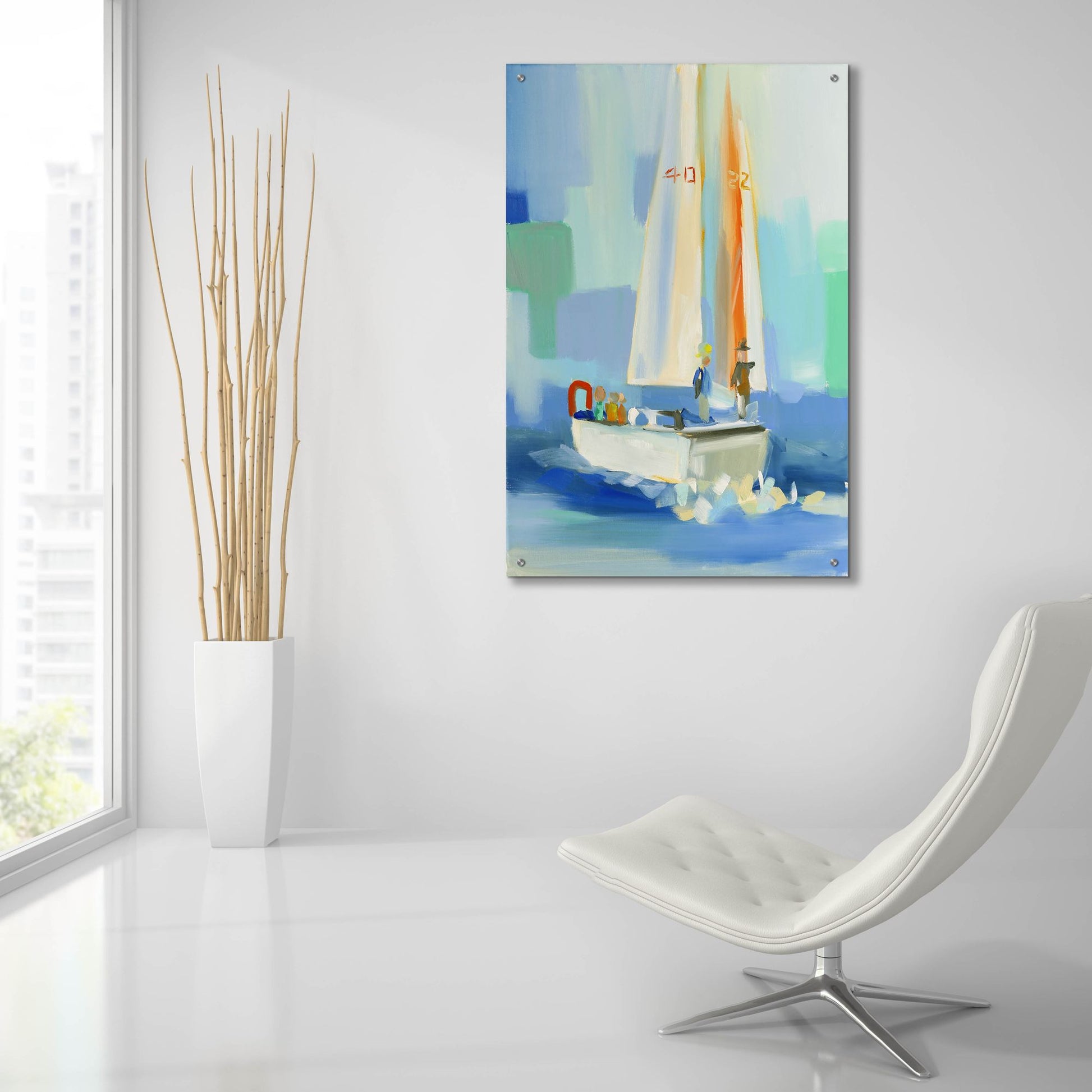 Epic Art 'Sailboat' by Jenny Westenhofer, Acrylic Glass Wall Art,24x36