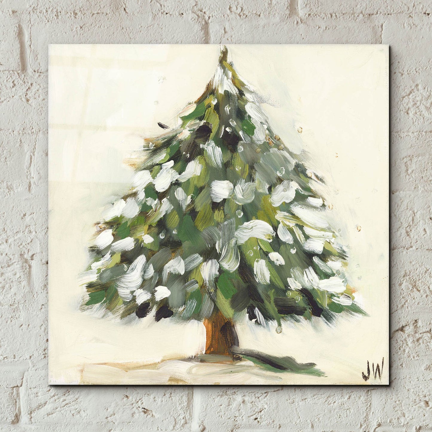 Epic Art 'Snowy Pine Tree' by Jenny Westenhofer, Acrylic Glass Wall Art,12x12