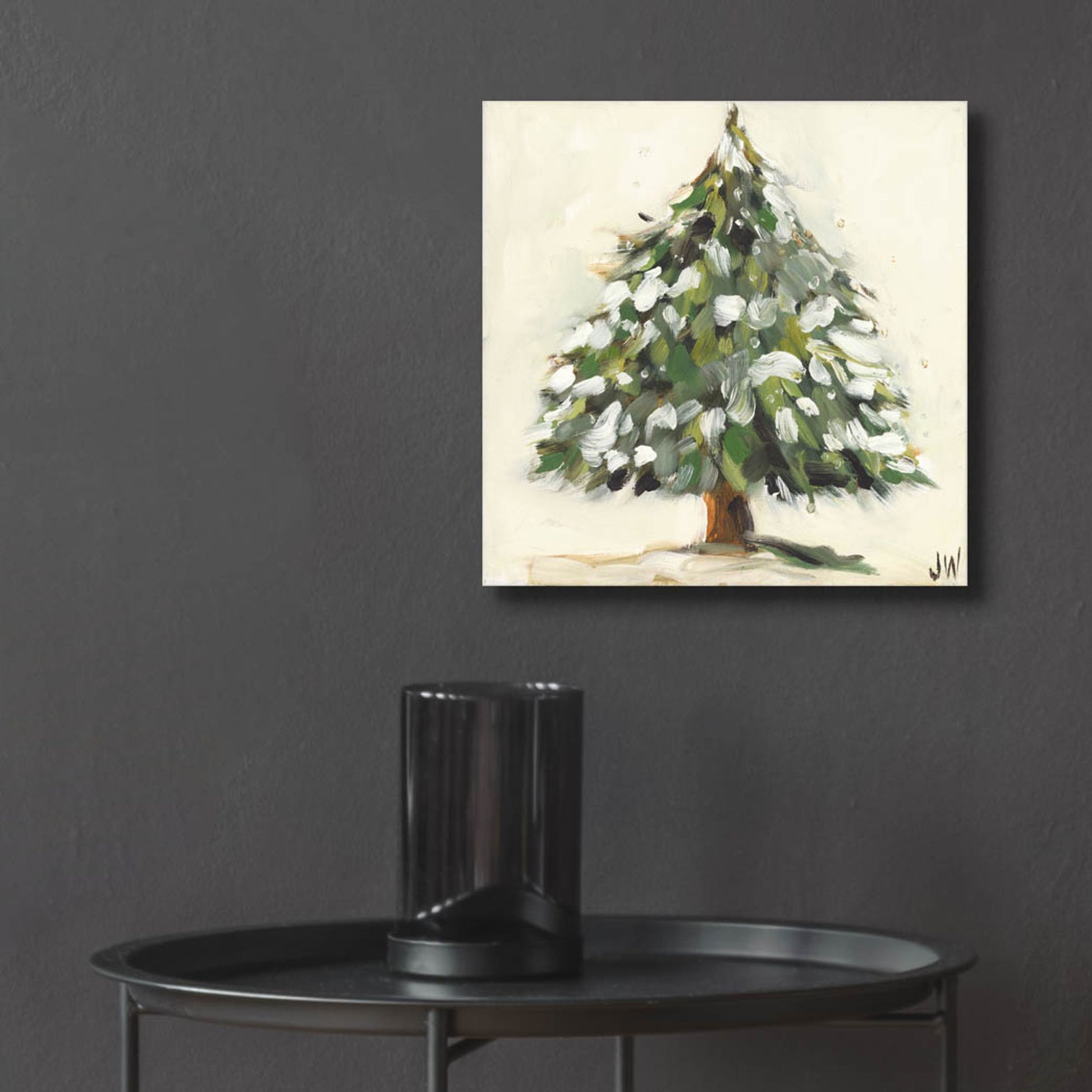 Epic Art 'Snowy Pine Tree' by Jenny Westenhofer, Acrylic Glass Wall Art,12x12