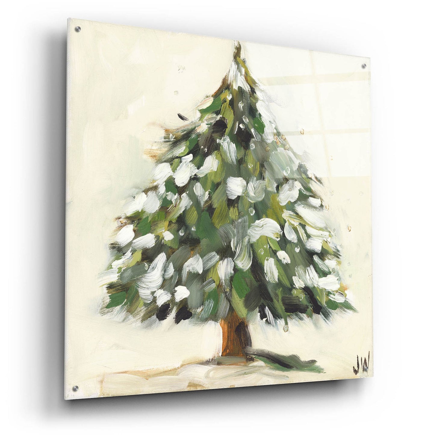 Epic Art 'Snowy Pine Tree' by Jenny Westenhofer, Acrylic Glass Wall Art,36x36