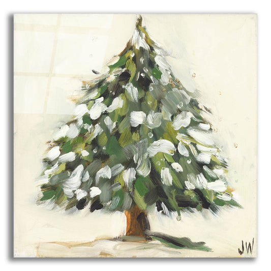 Epic Art 'Snowy Pine Tree' by Jenny Westenhofer, Acrylic Glass Wall Art