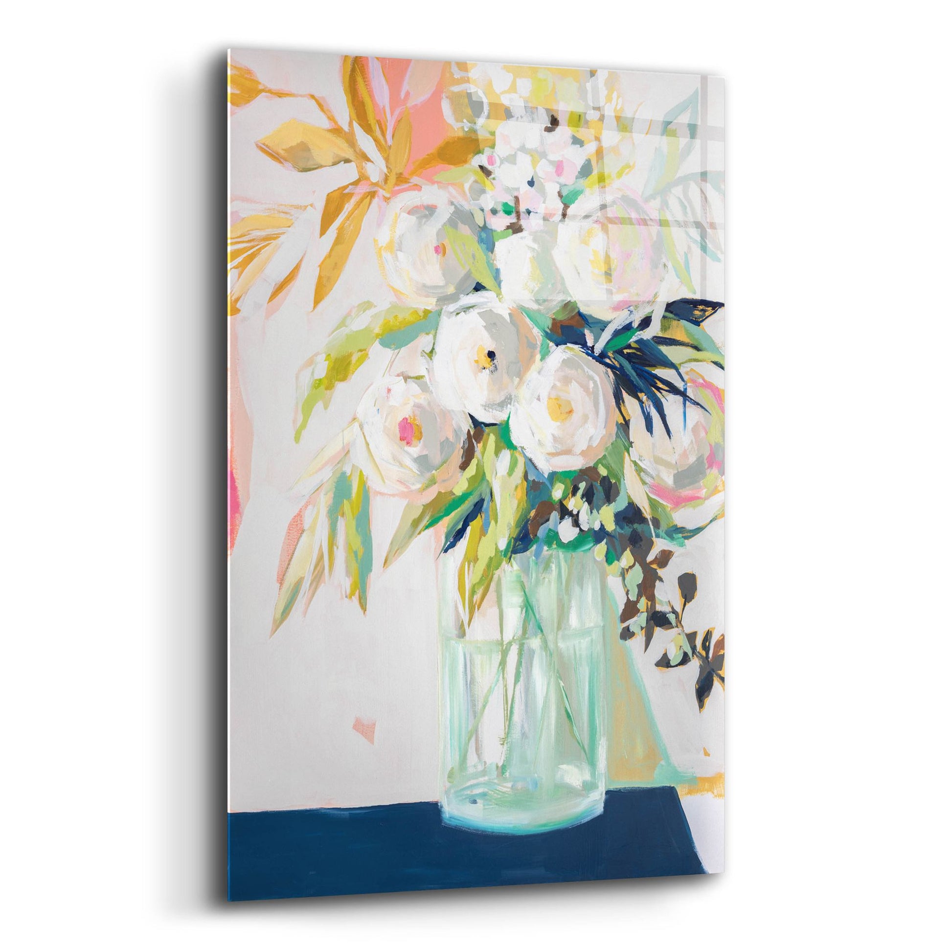 Epic Art 'Navy Vase Floral' by Jenny Westenhofer, Acrylic Glass Wall Art,12x16