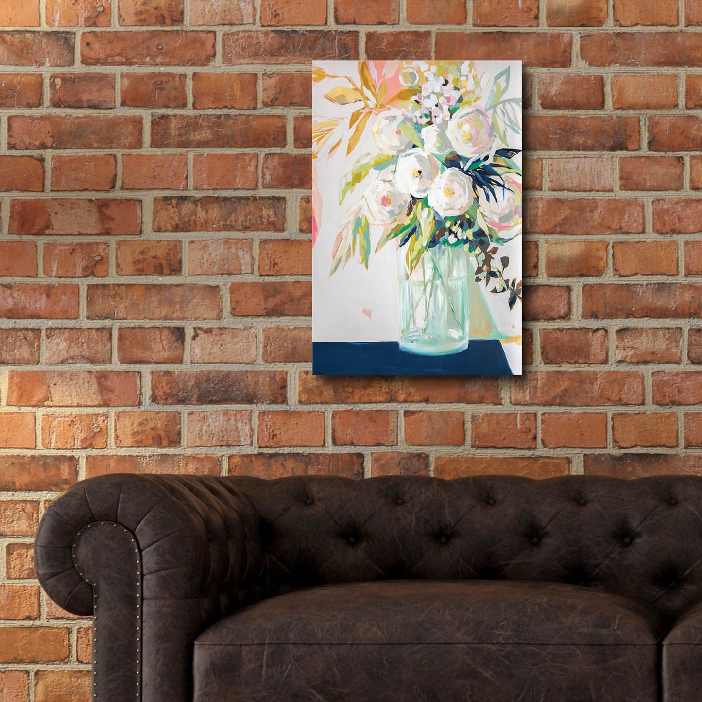 Epic Art 'Navy Vase Floral' by Jenny Westenhofer, Acrylic Glass Wall Art,16x24