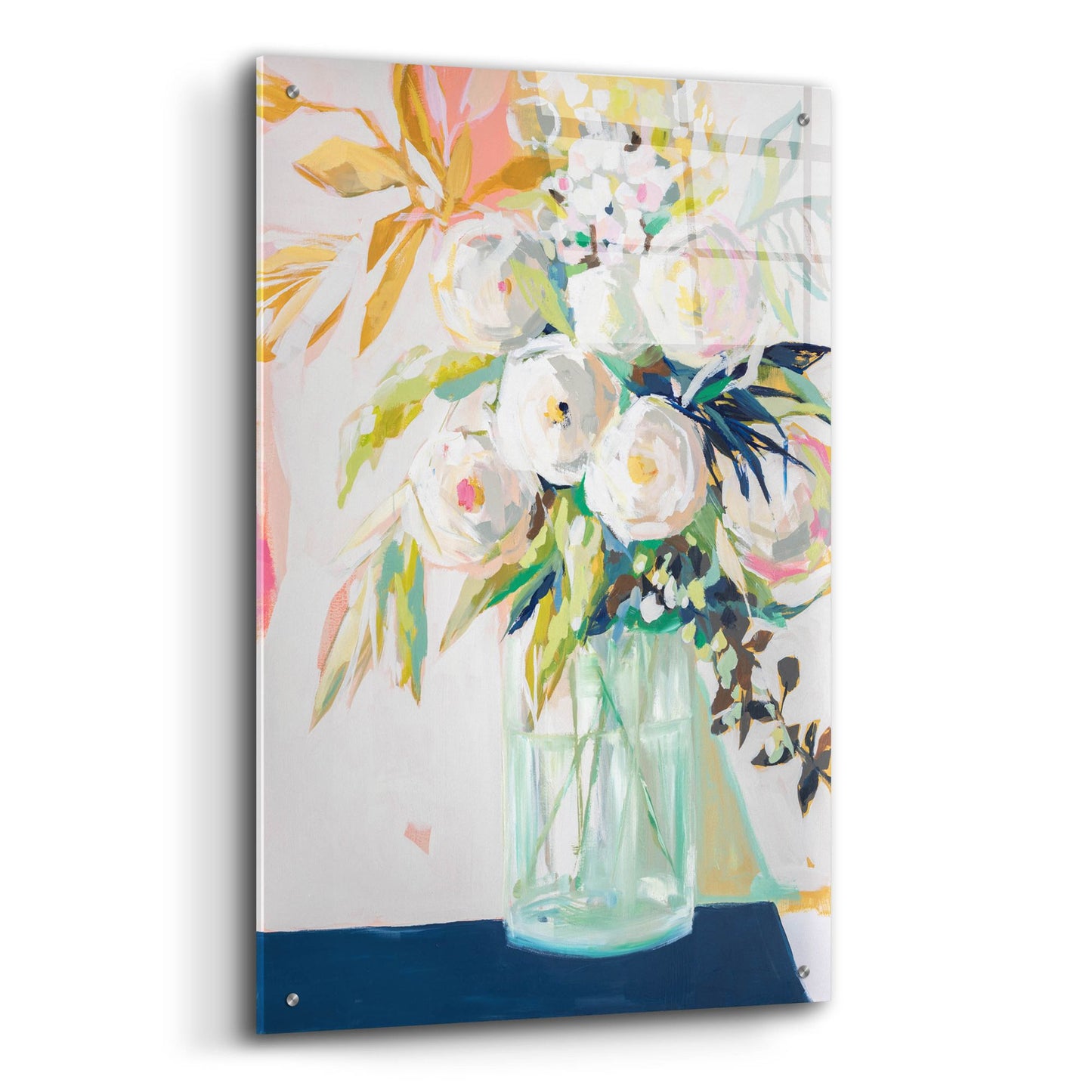 Epic Art 'Navy Vase Floral' by Jenny Westenhofer, Acrylic Glass Wall Art,24x36