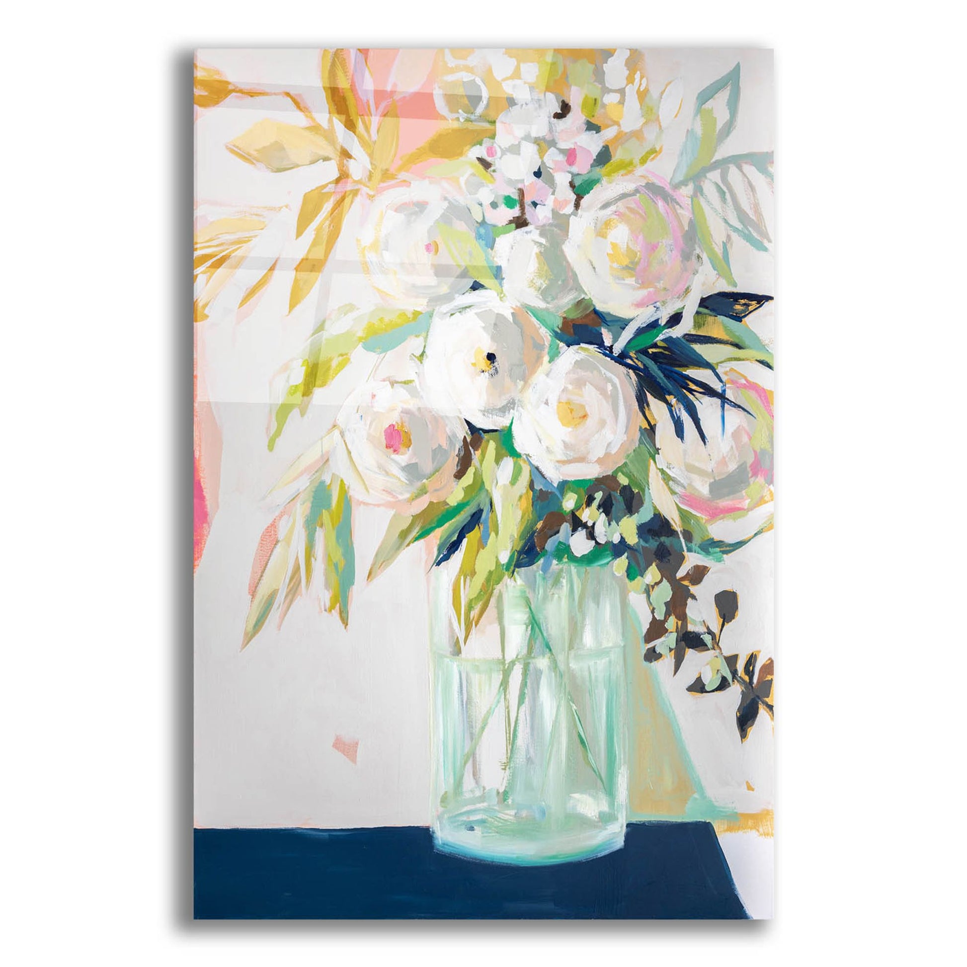 Epic Art 'Navy Vase Floral' by Jenny Westenhofer, Acrylic Glass Wall Art