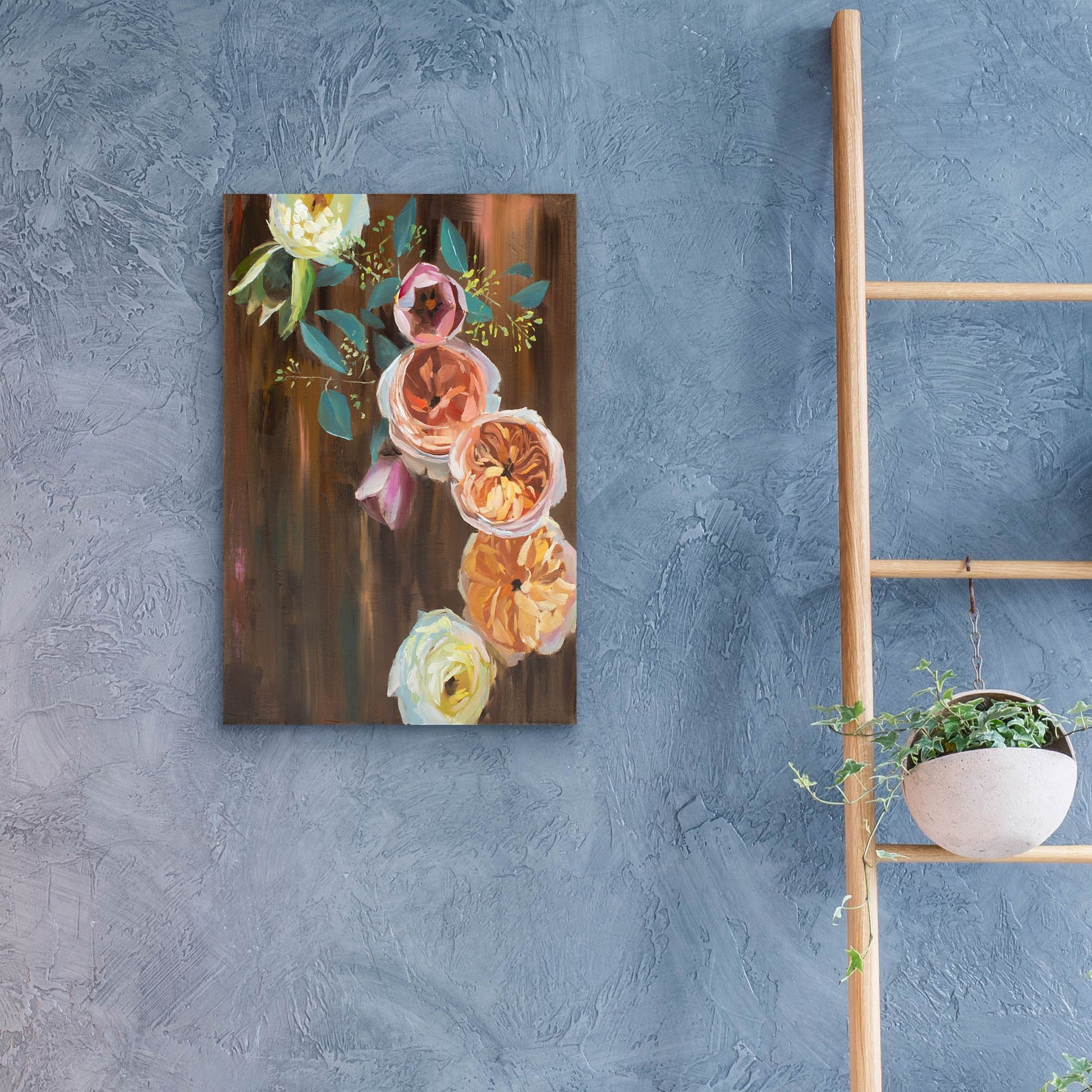 Epic Art 'Peonies on Wood' by Jenny Westenhofer, Acrylic Glass Wall Art,16x24