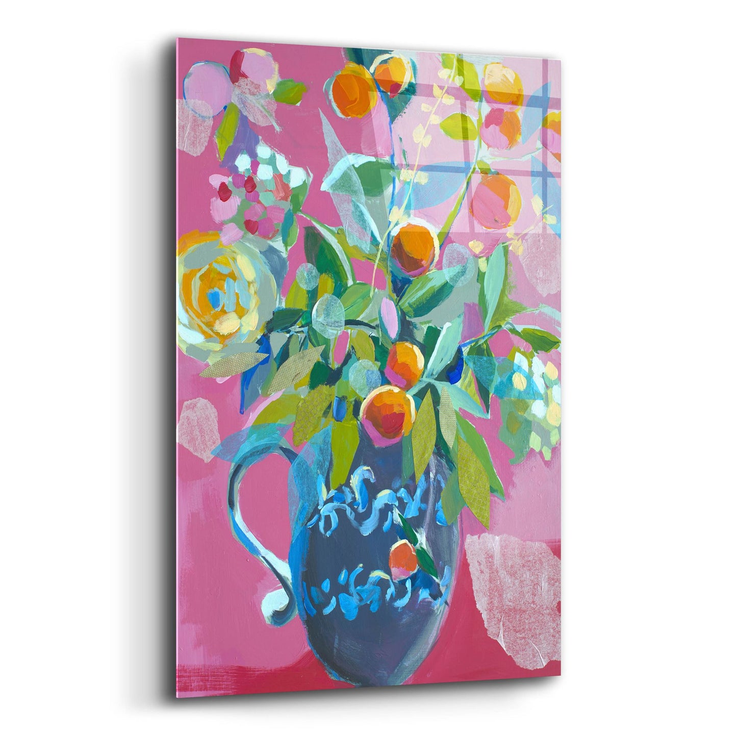 Epic Art 'Pink Floral' by Jenny Westenhofer, Acrylic Glass Wall Art,12x16