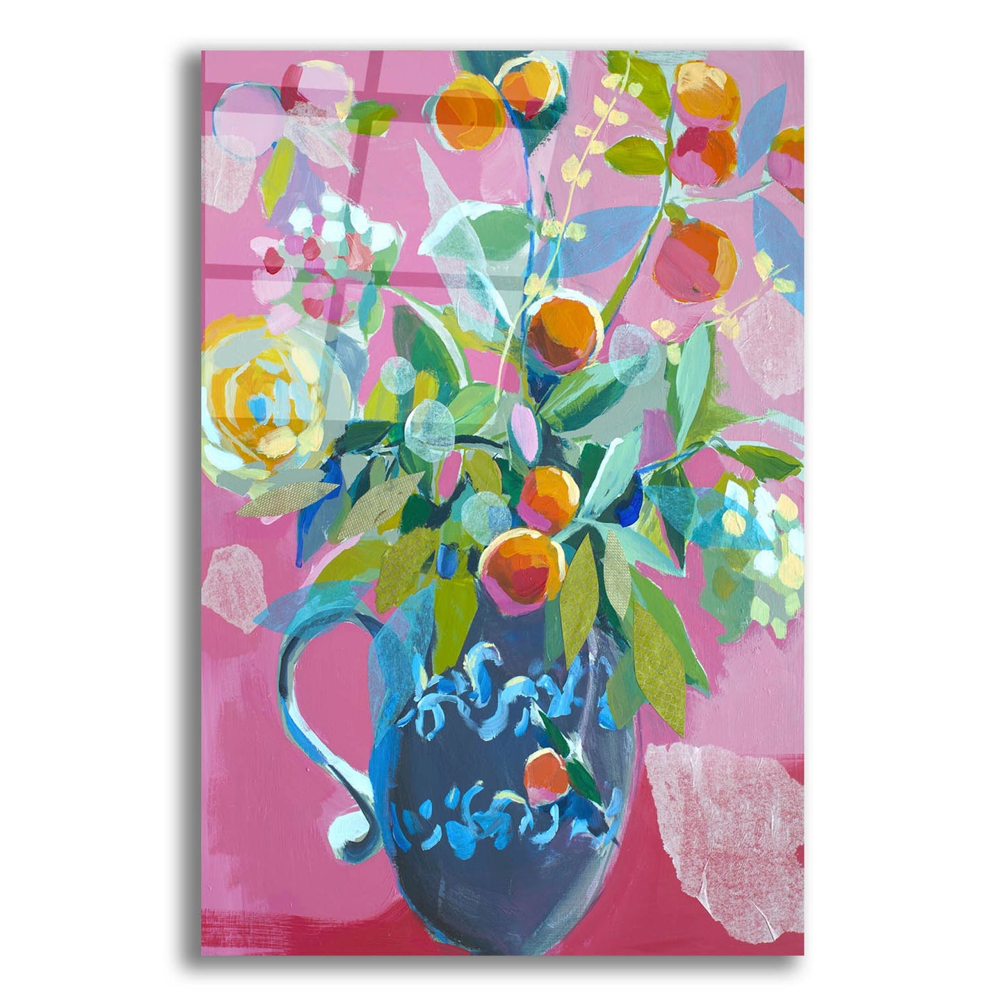 Epic Art 'Pink Floral' by Jenny Westenhofer, Acrylic Glass Wall Art