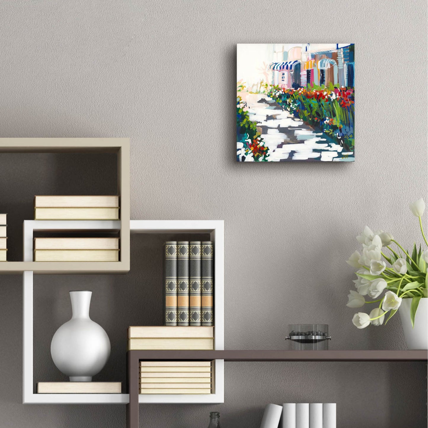 Epic Art 'Street Awnings' by Jenny Westenhofer, Acrylic Glass Wall Art,12x12