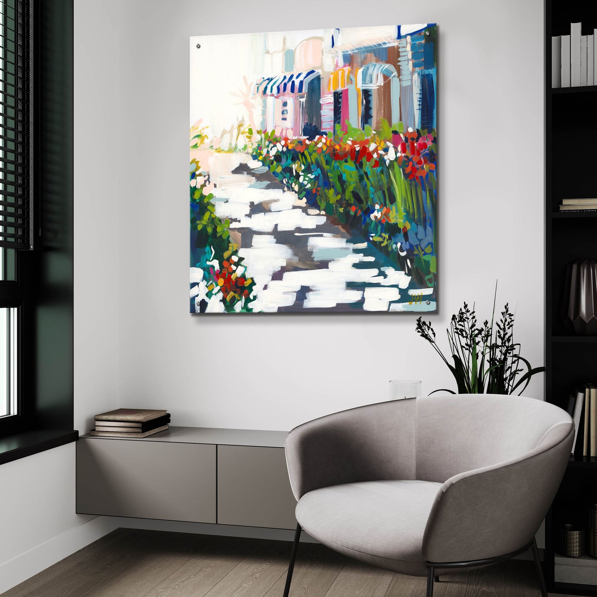 Epic Art 'Street Awnings' by Jenny Westenhofer, Acrylic Glass Wall Art,36x36