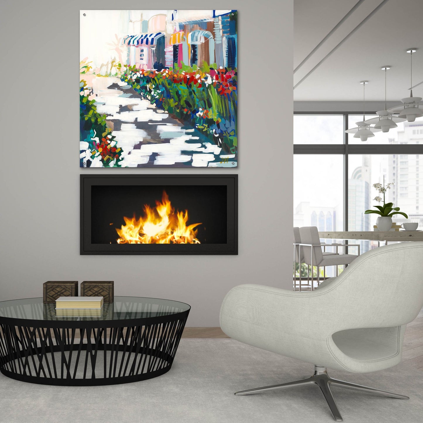 Epic Art 'Street Awnings' by Jenny Westenhofer, Acrylic Glass Wall Art,36x36
