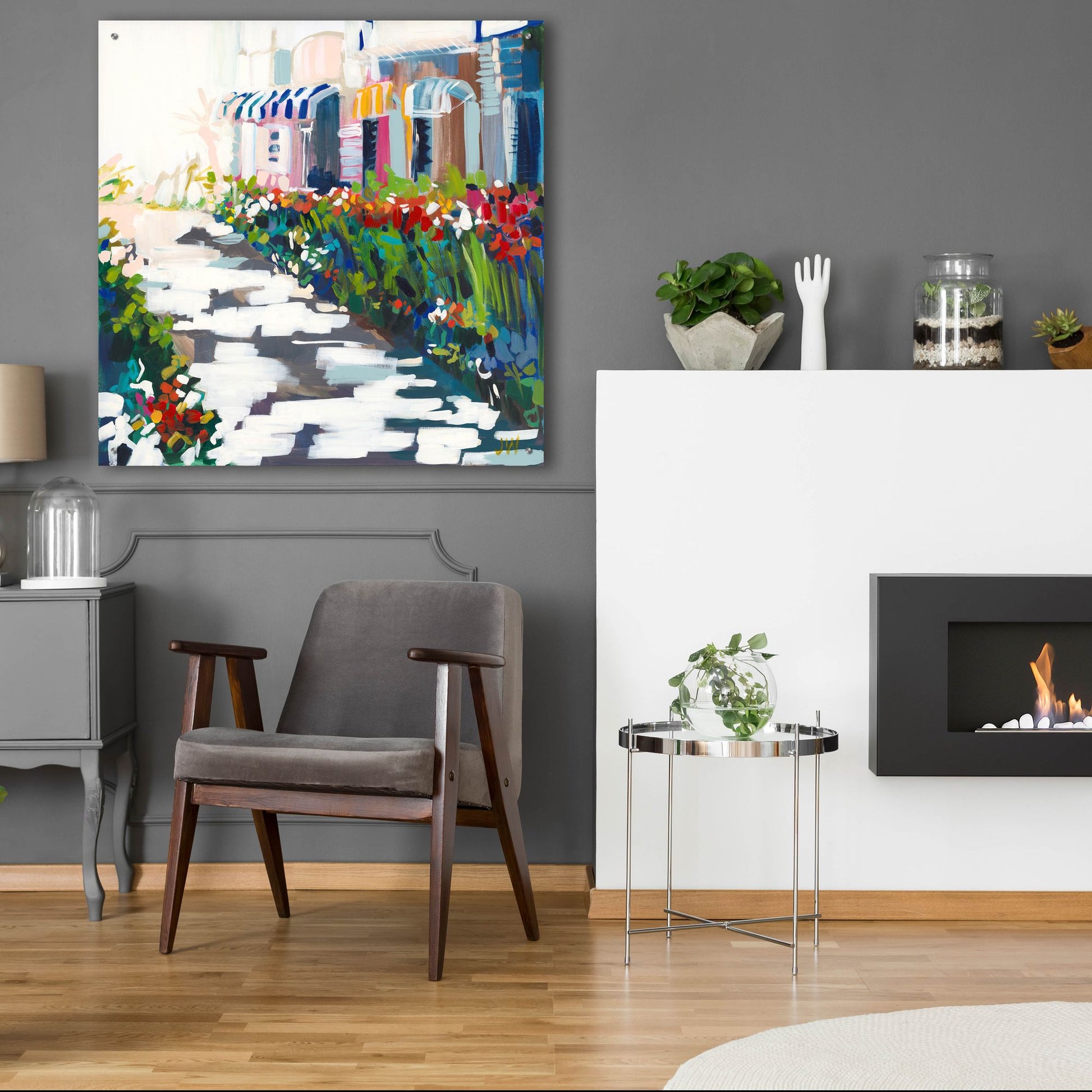 Epic Art 'Street Awnings' by Jenny Westenhofer, Acrylic Glass Wall Art,36x36