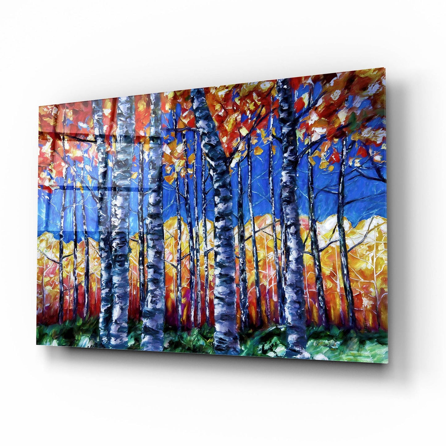 Epic Art 'Aspen Trees Autumn Canopy' by Lena Owens, Acrylic Glass Wall Art,16x12