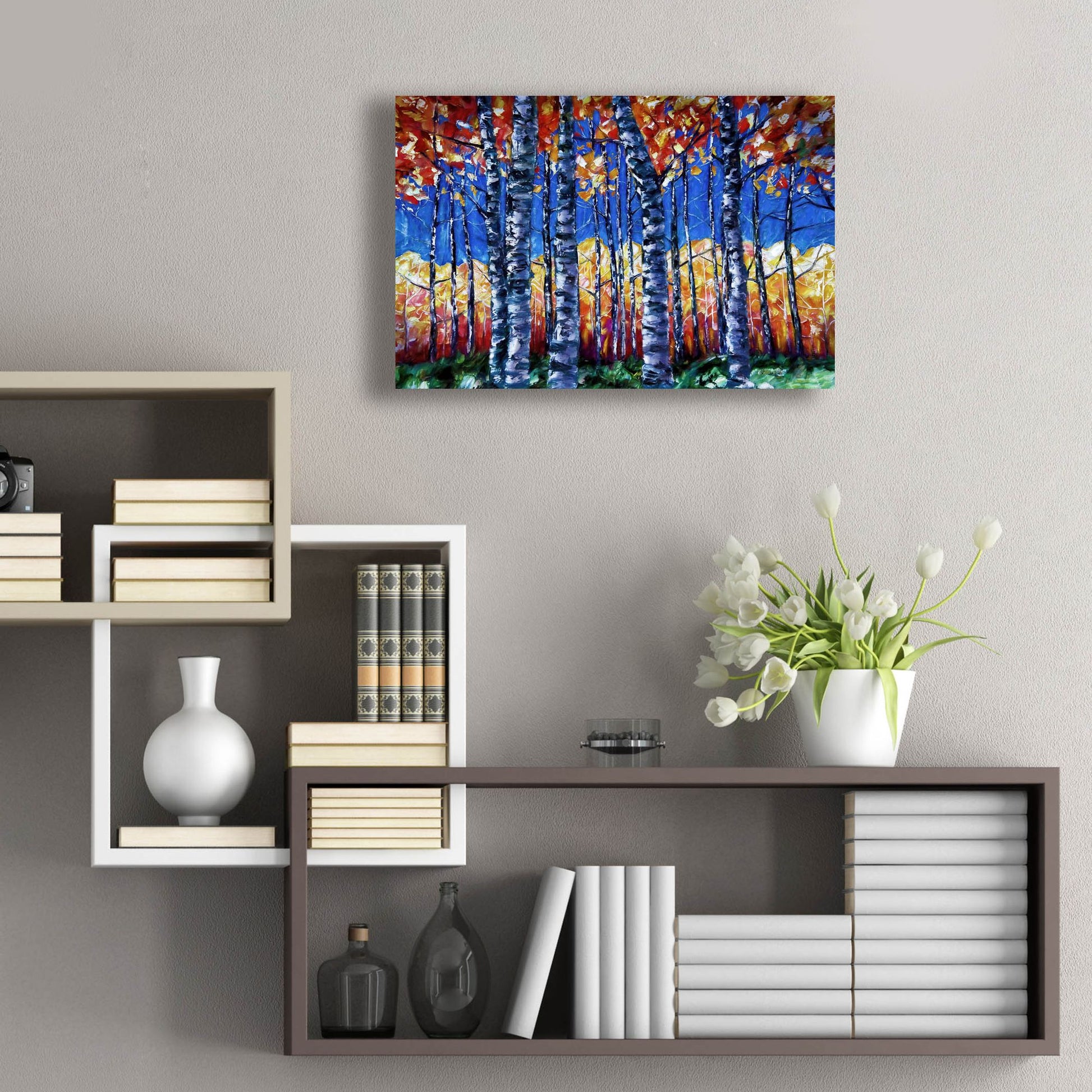 Epic Art 'Aspen Trees Autumn Canopy' by Lena Owens, Acrylic Glass Wall Art,24x16