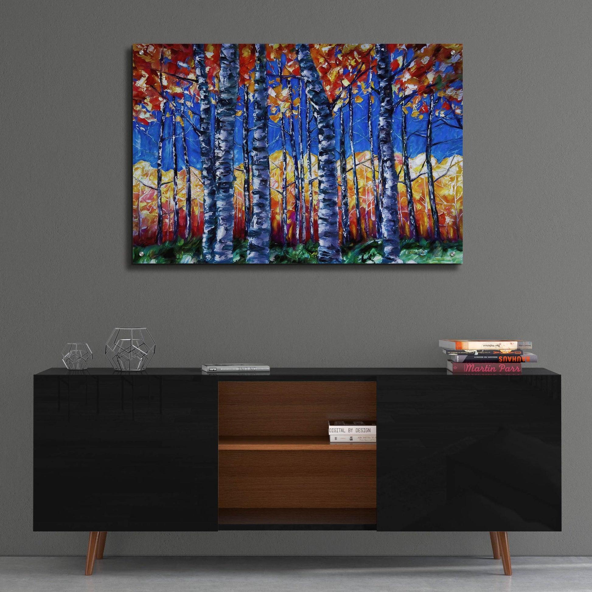 Epic Art 'Aspen Trees Autumn Canopy' by Lena Owens, Acrylic Glass Wall Art,36x24