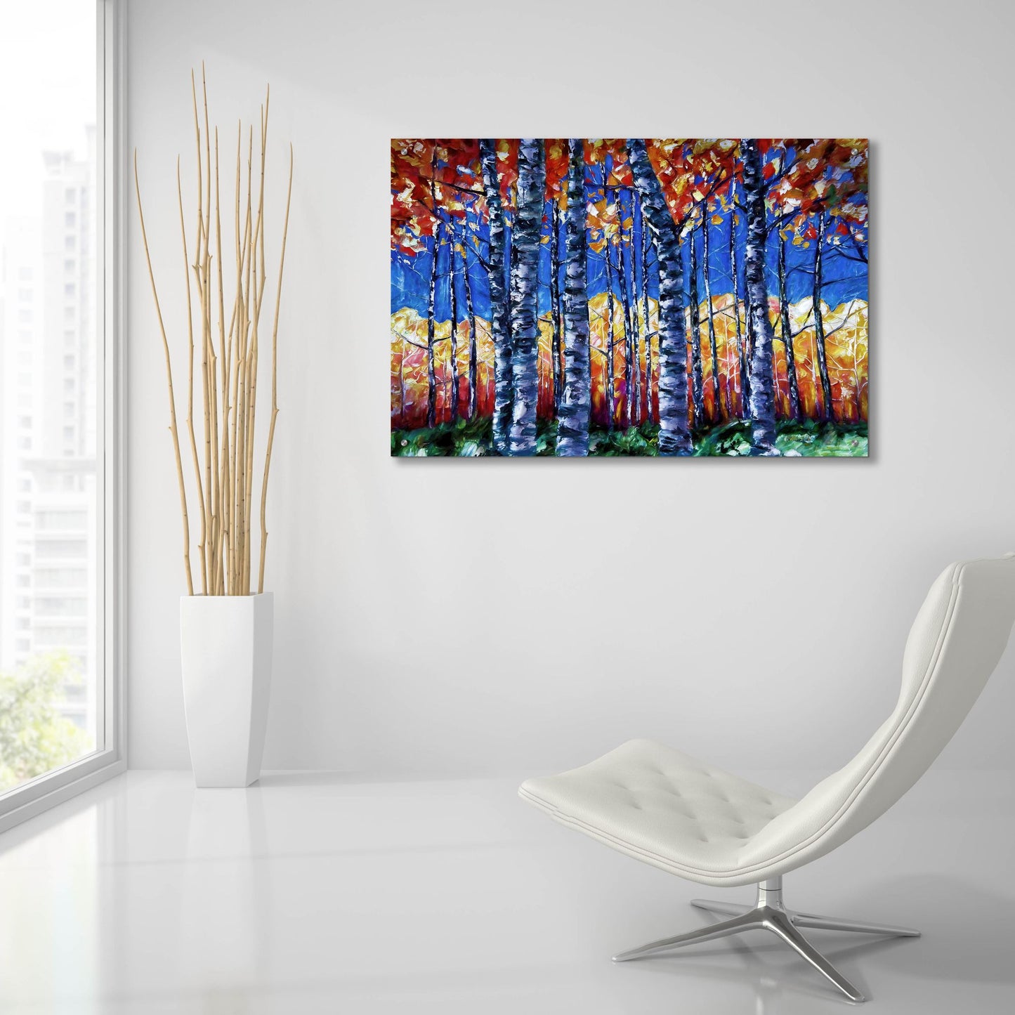 Epic Art 'Aspen Trees Autumn Canopy' by Lena Owens, Acrylic Glass Wall Art,36x24