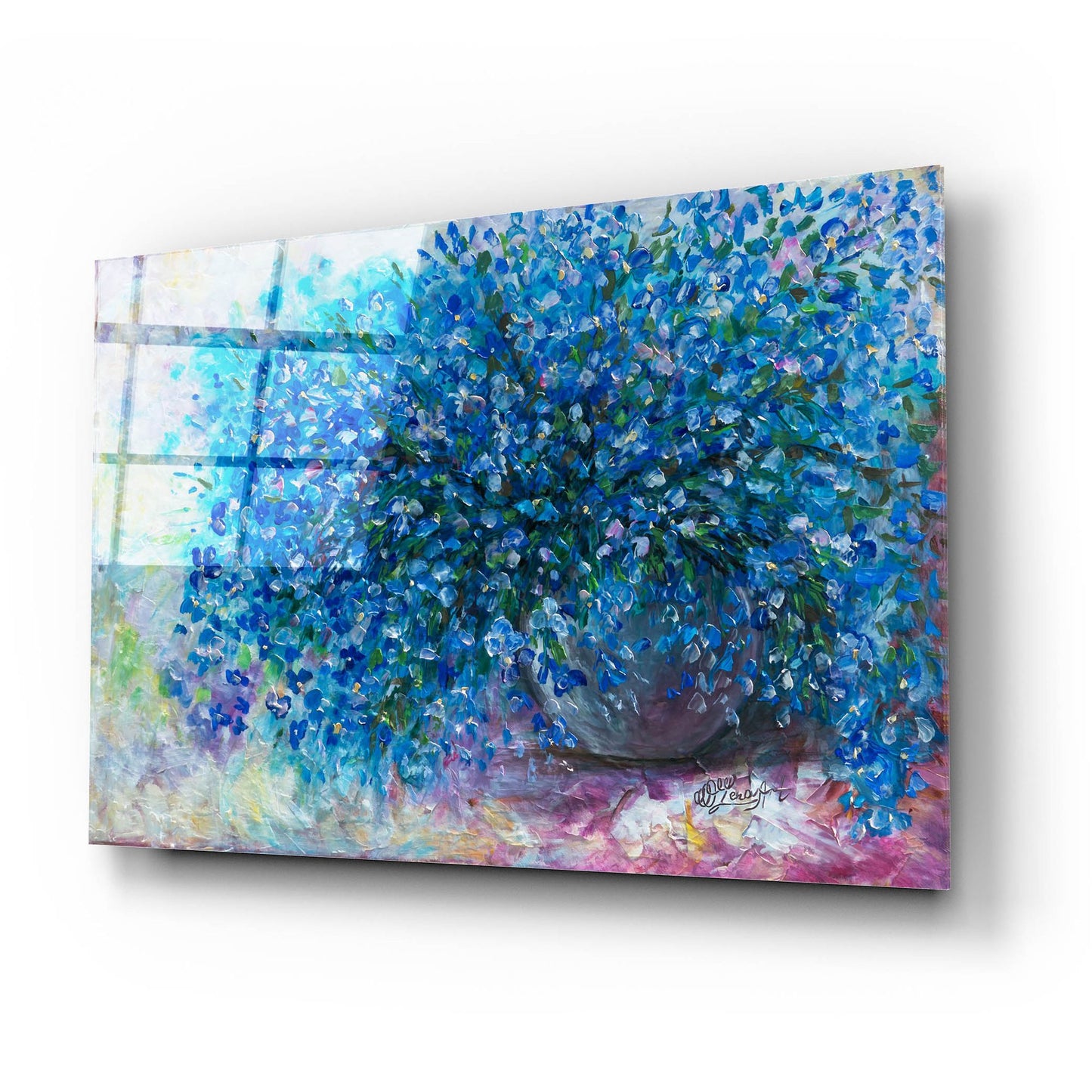 Epic Art 'Forget Me Nots I' by Lena Owens, Acrylic Glass Wall Art,24x16