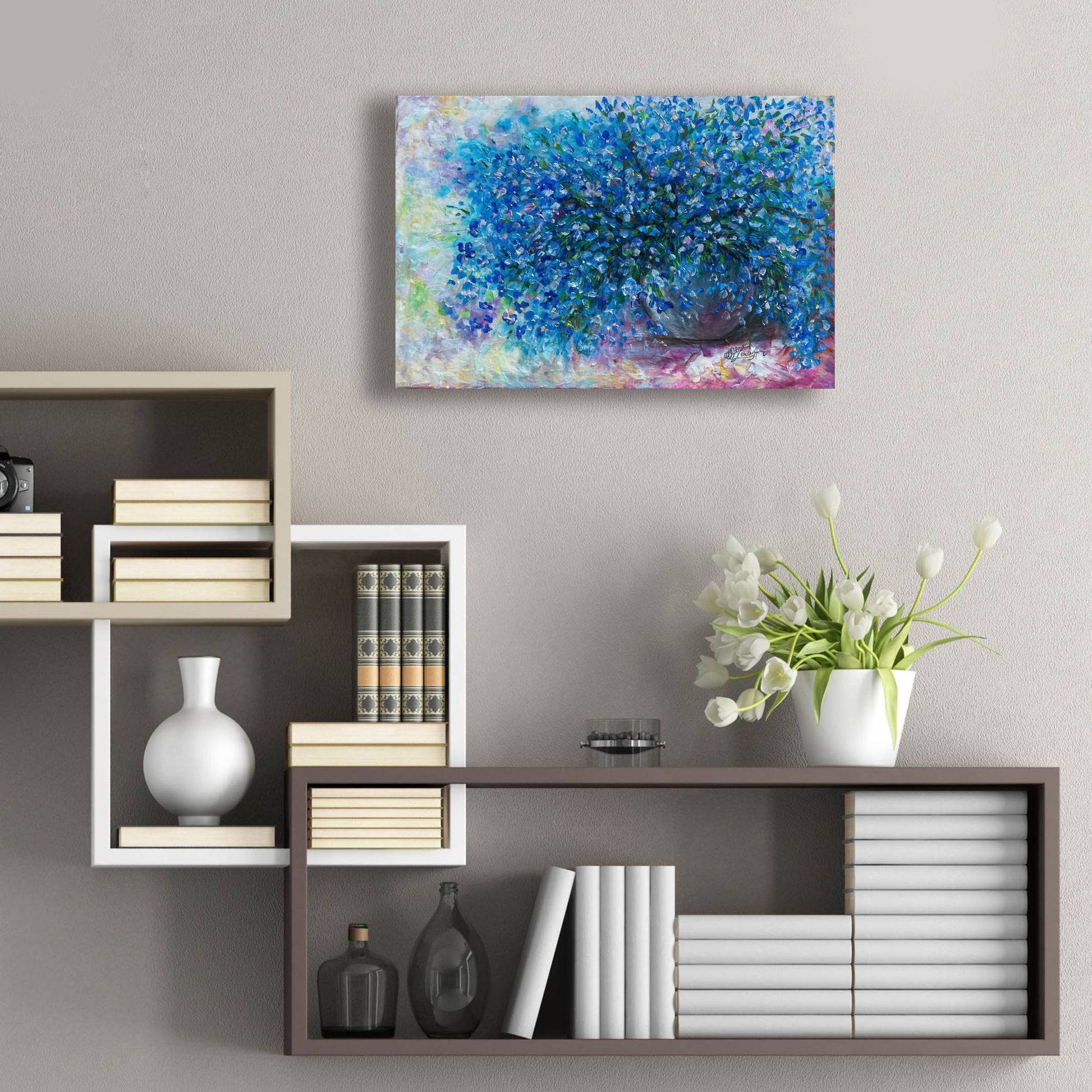 Epic Art 'Forget Me Nots I' by Lena Owens, Acrylic Glass Wall Art,24x16