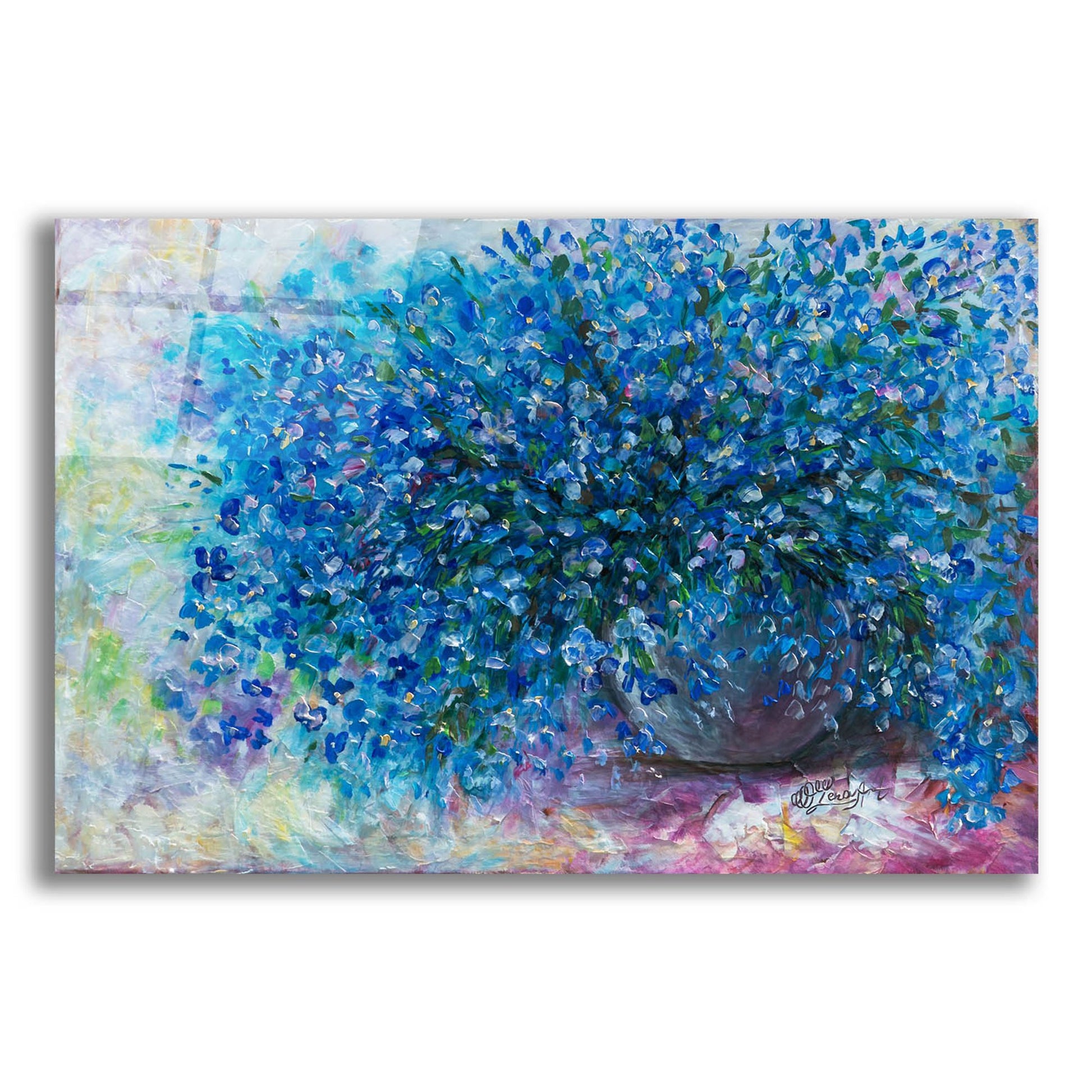 Epic Art 'Forget Me Nots I' by Lena Owens, Acrylic Glass Wall Art,24x16