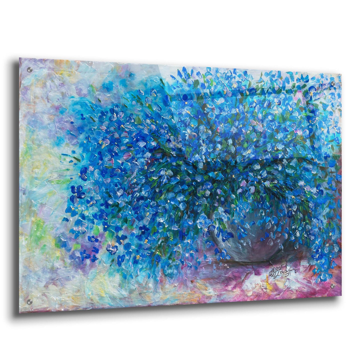 Epic Art 'Forget Me Nots I' by Lena Owens, Acrylic Glass Wall Art,36x24