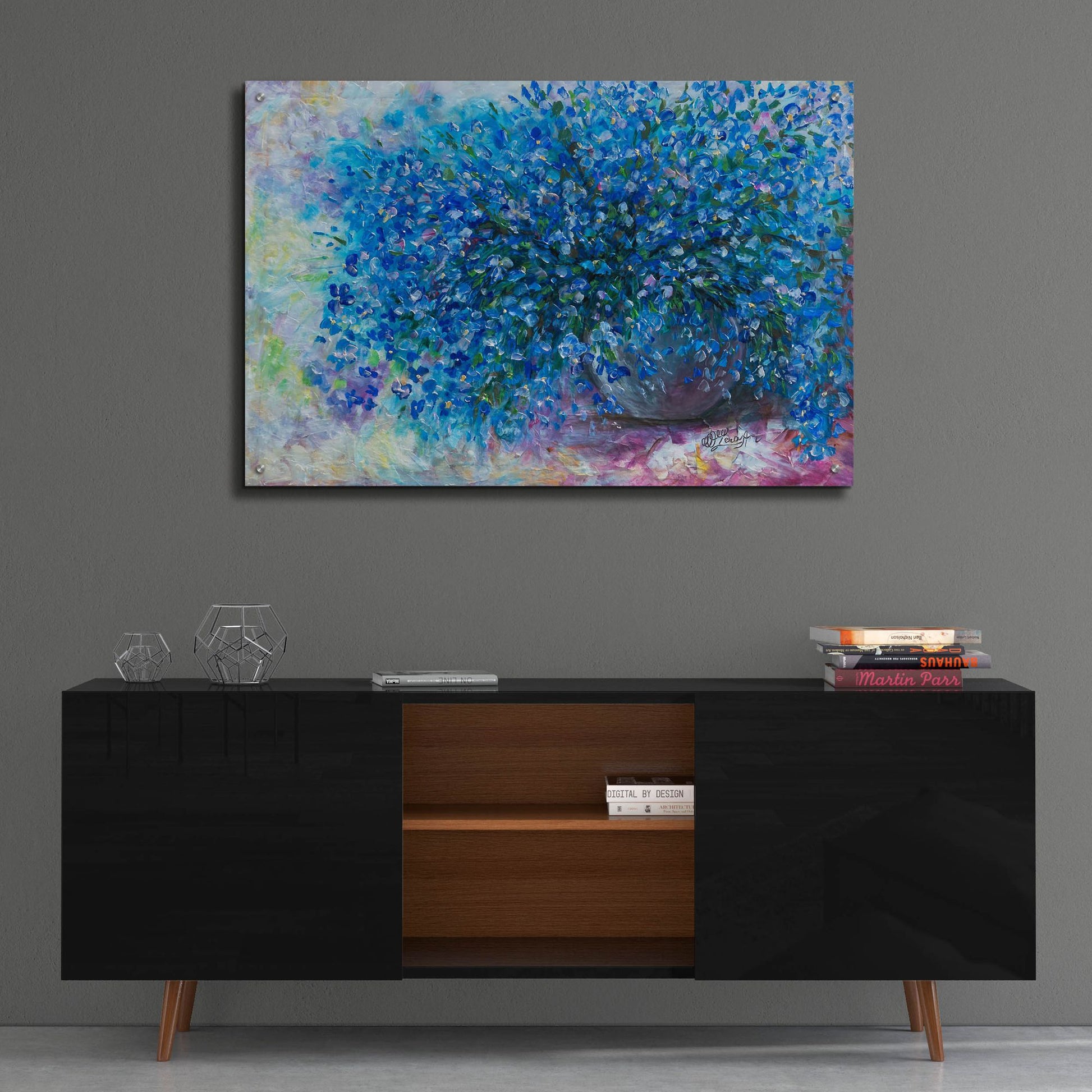 Epic Art 'Forget Me Nots I' by Lena Owens, Acrylic Glass Wall Art,36x24