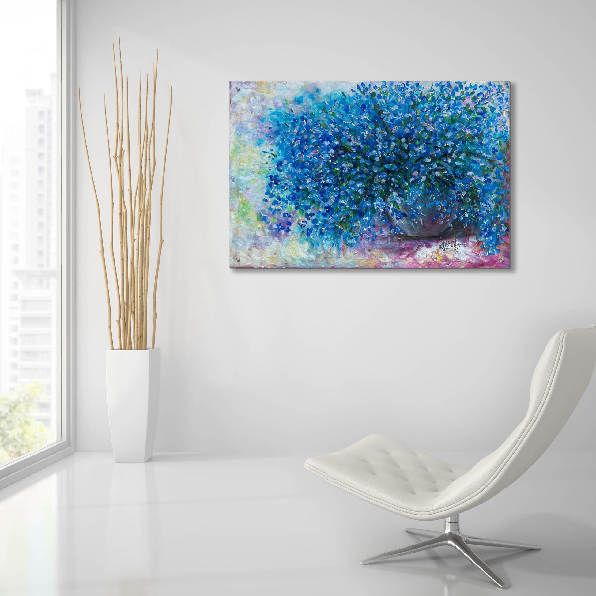 Epic Art 'Forget Me Nots I' by Lena Owens, Acrylic Glass Wall Art,36x24