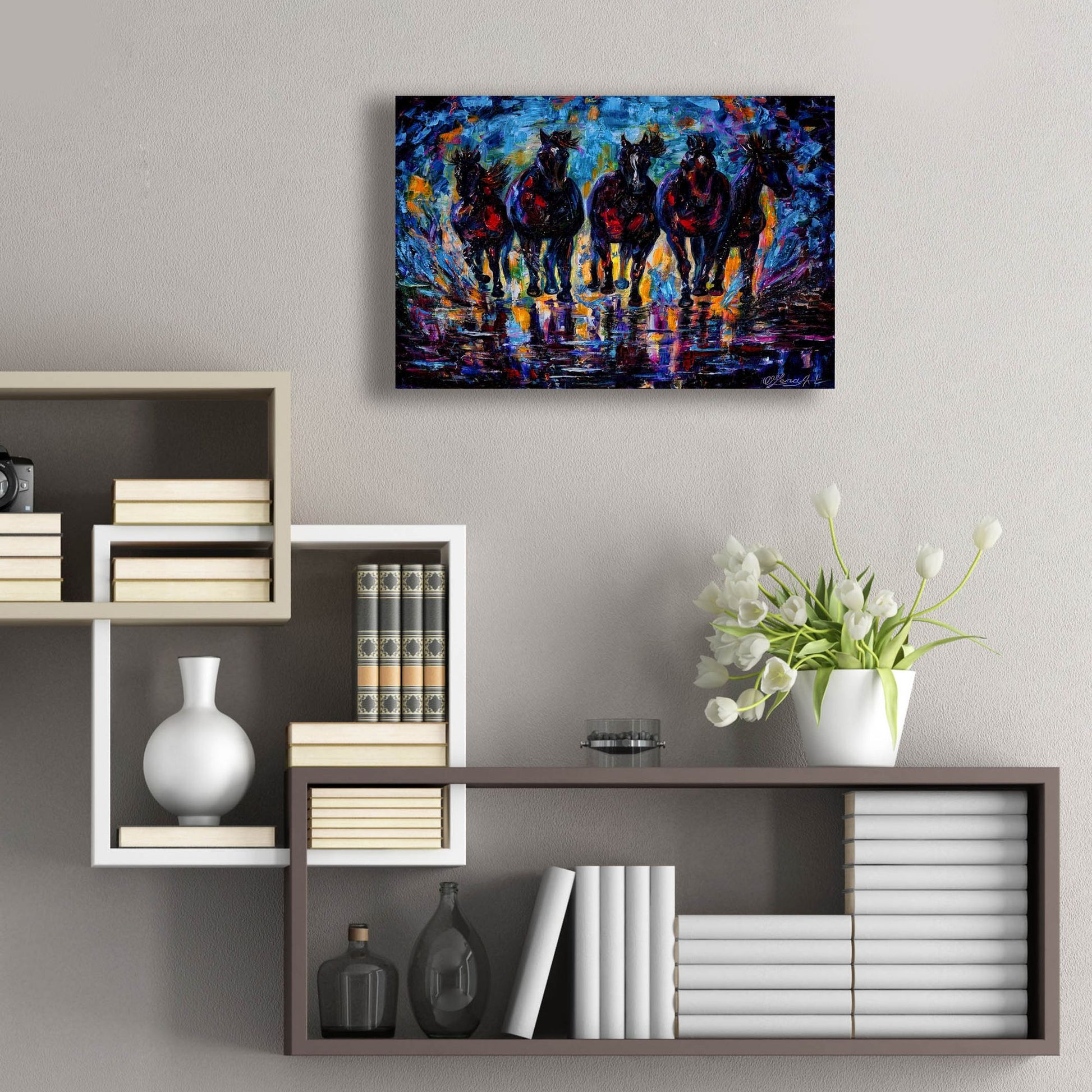 Epic Art 'Free Roaming Wild Horses' by Lena Owens, Acrylic Glass Wall Art,24x16