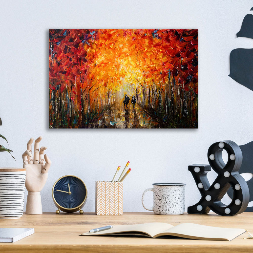 Epic Art 'Horseback Riding In The Forest' by Lena Owens, Acrylic Glass Wall Art,16x12
