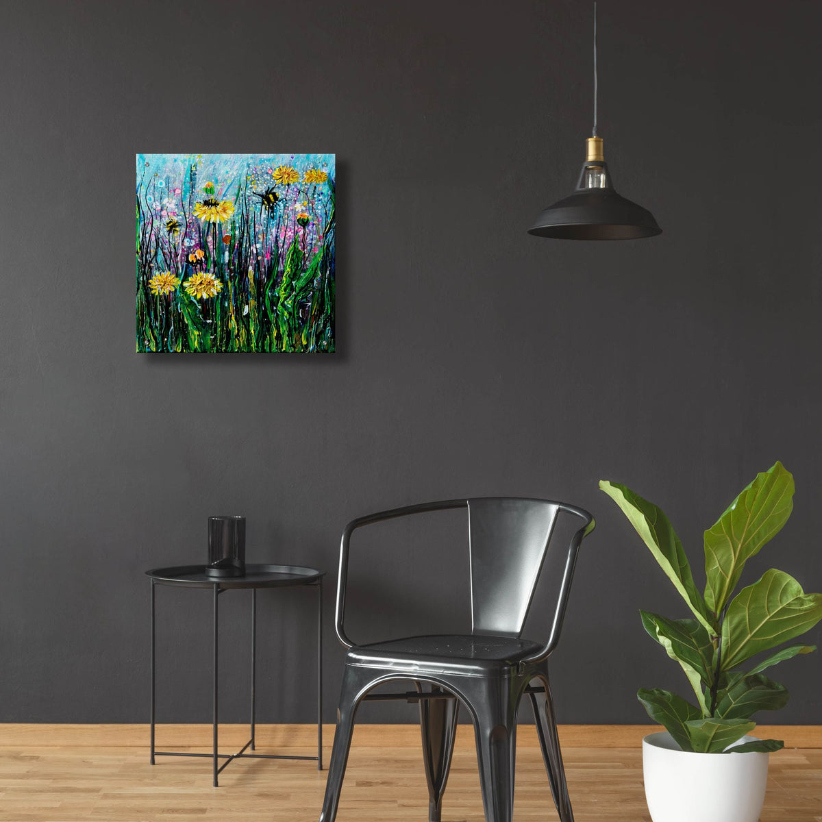 Epic Art 'Field of Flowers and a Bee' by Lena Owens, Acrylic Glass Wall Art,24x24