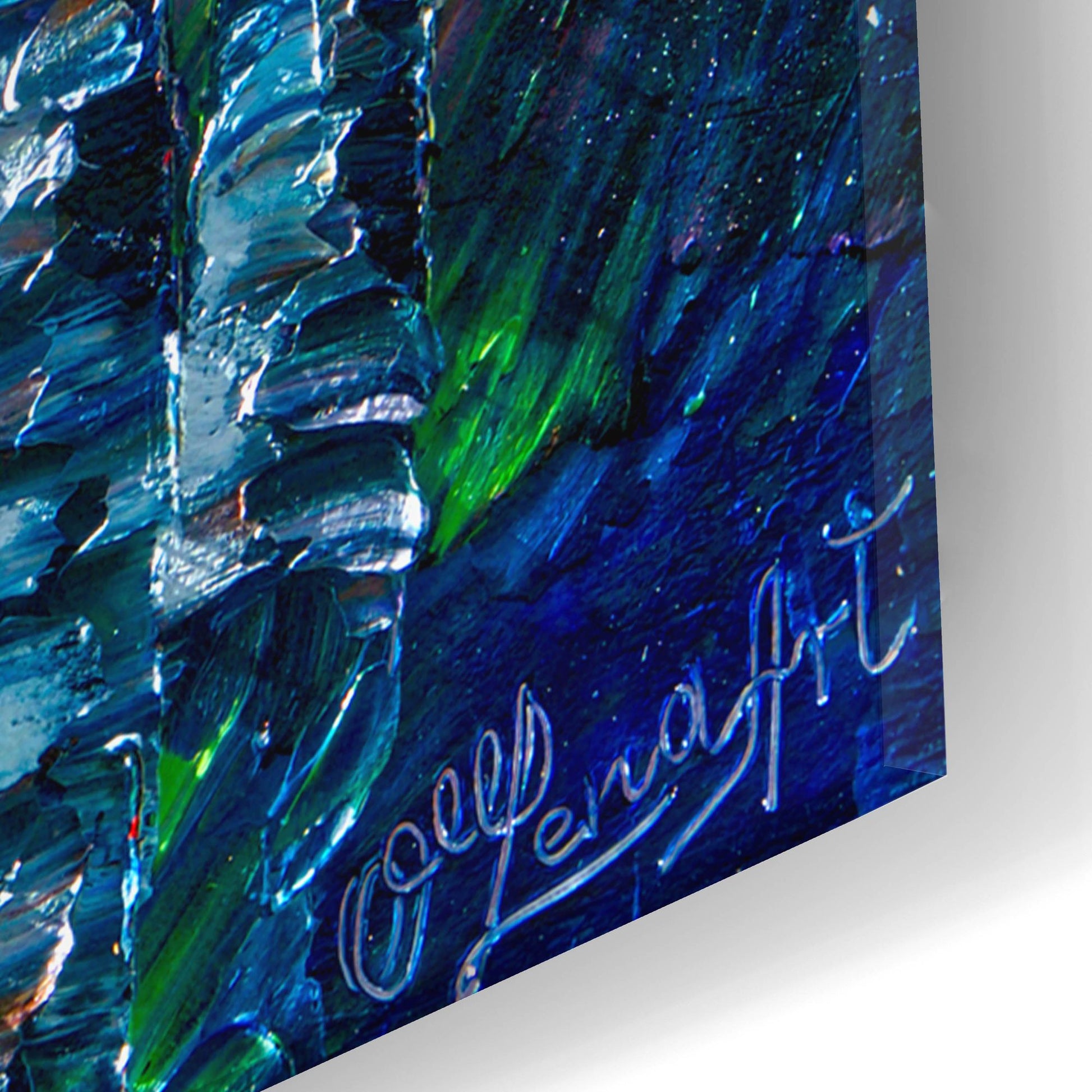 Epic Art 'Moonlight Sonata With Aspen Trees' by Lena Owens, Acrylic Glass Wall Art,16x24