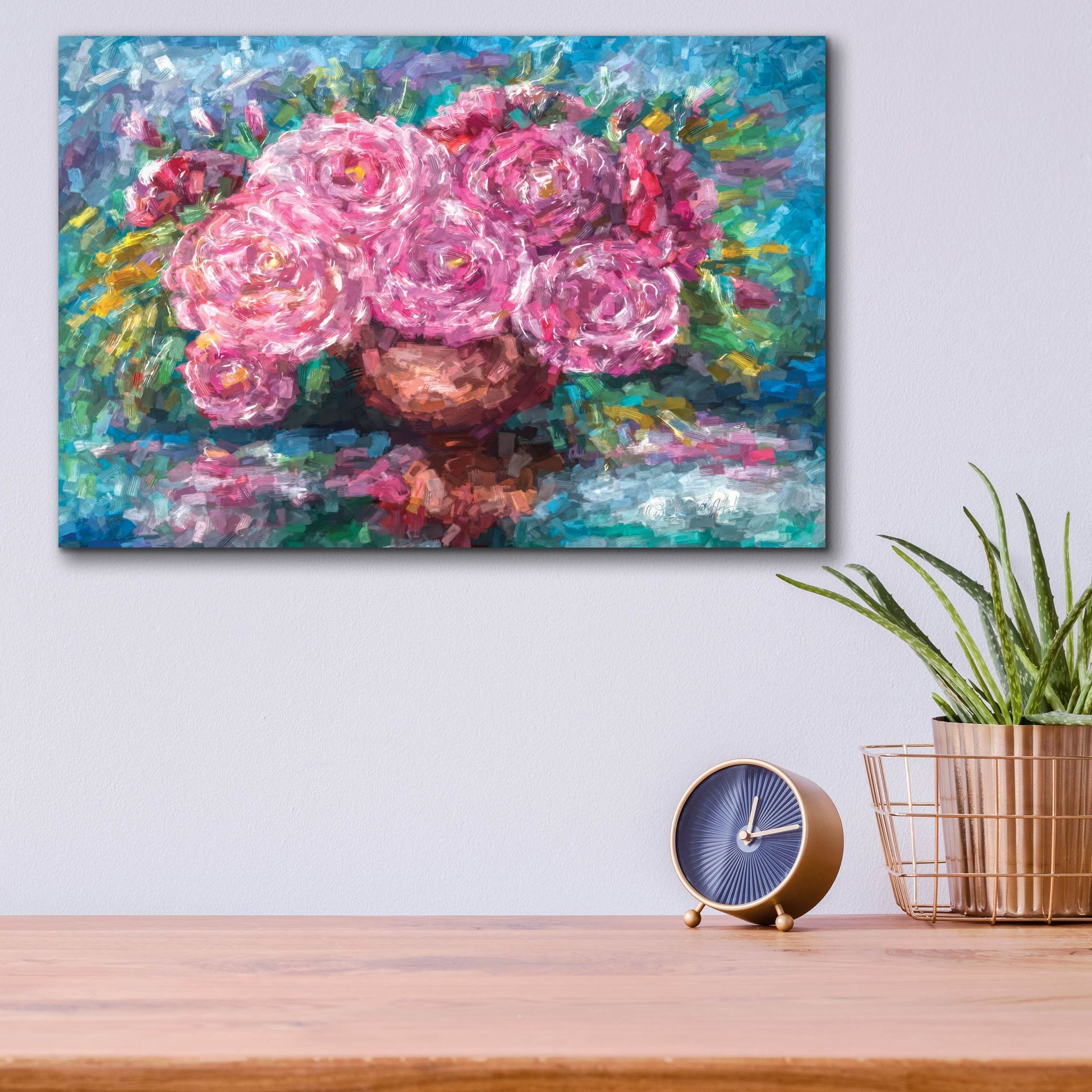 Epic Art 'Pink Roses, Just for You' by Lena Owens, Acrylic Glass Wall Art,16x12