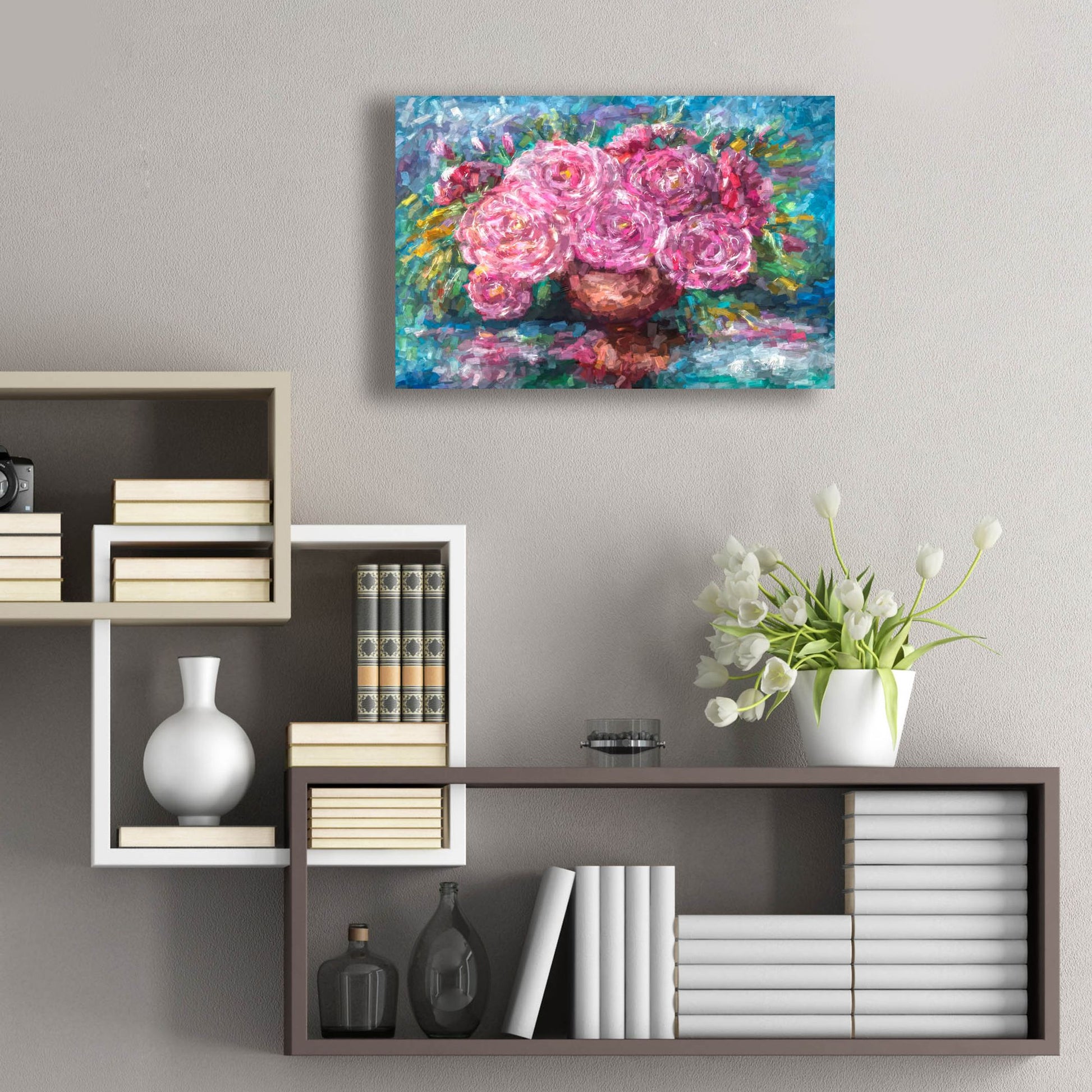 Epic Art 'Pink Roses, Just for You' by Lena Owens, Acrylic Glass Wall Art,24x16