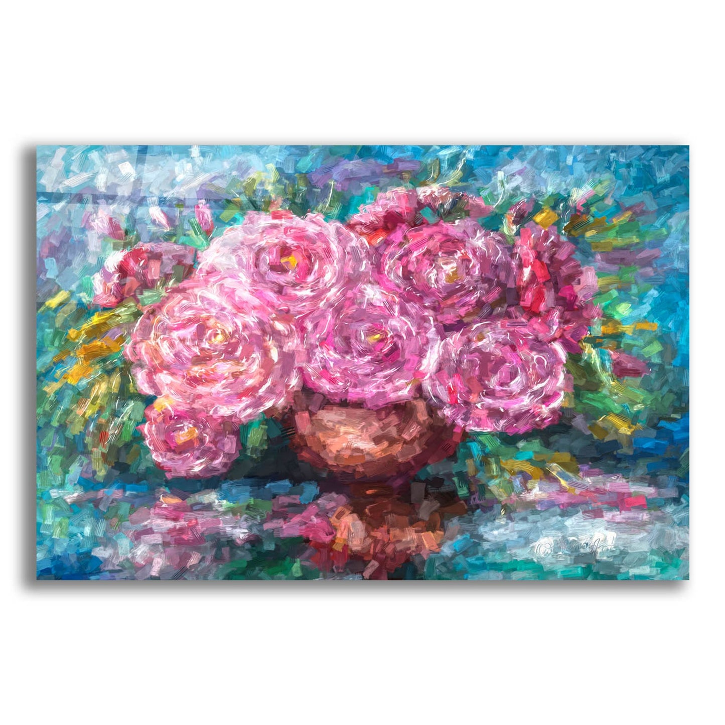 Epic Art 'Pink Roses, Just for You' by Lena Owens, Acrylic Glass Wall Art,24x16