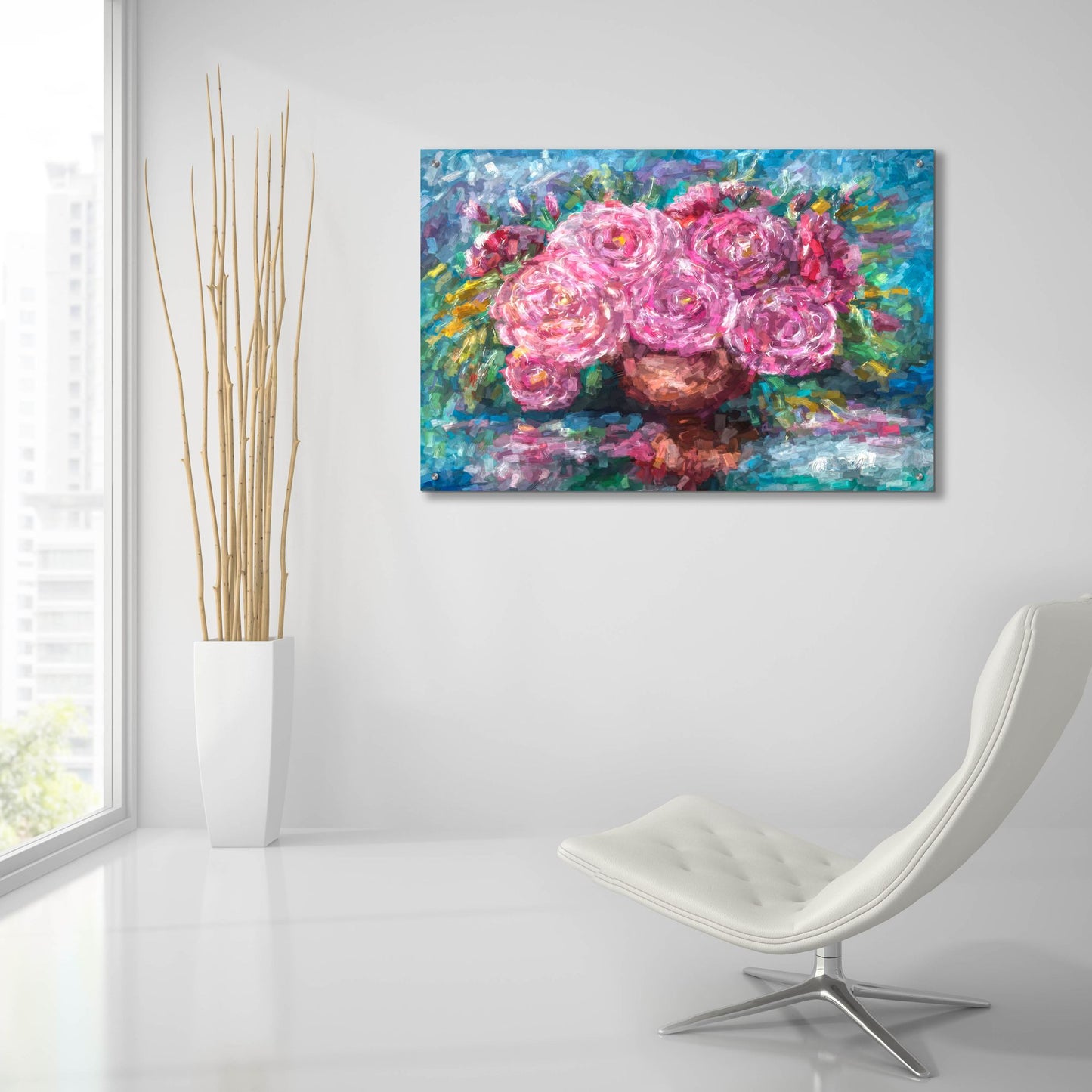 Epic Art 'Pink Roses, Just for You' by Lena Owens, Acrylic Glass Wall Art,36x24