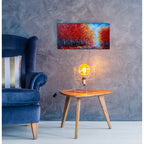 Epic Art 'Red Fall Forest on a Rainy Day ' by Lena Owens, Acrylic Glass Wall Art,24x12