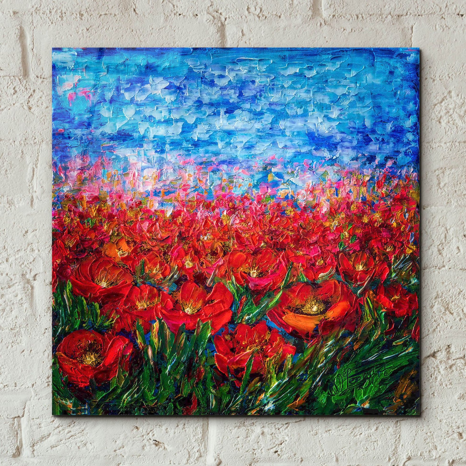 Epic Art 'Red Poppy Field' by Lena Owens, Acrylic Glass Wall Art,12x12
