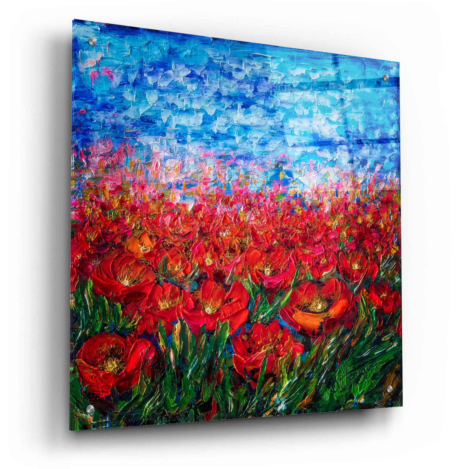 Epic Art 'Red Poppy Field' by Lena Owens, Acrylic Glass Wall Art,24x24