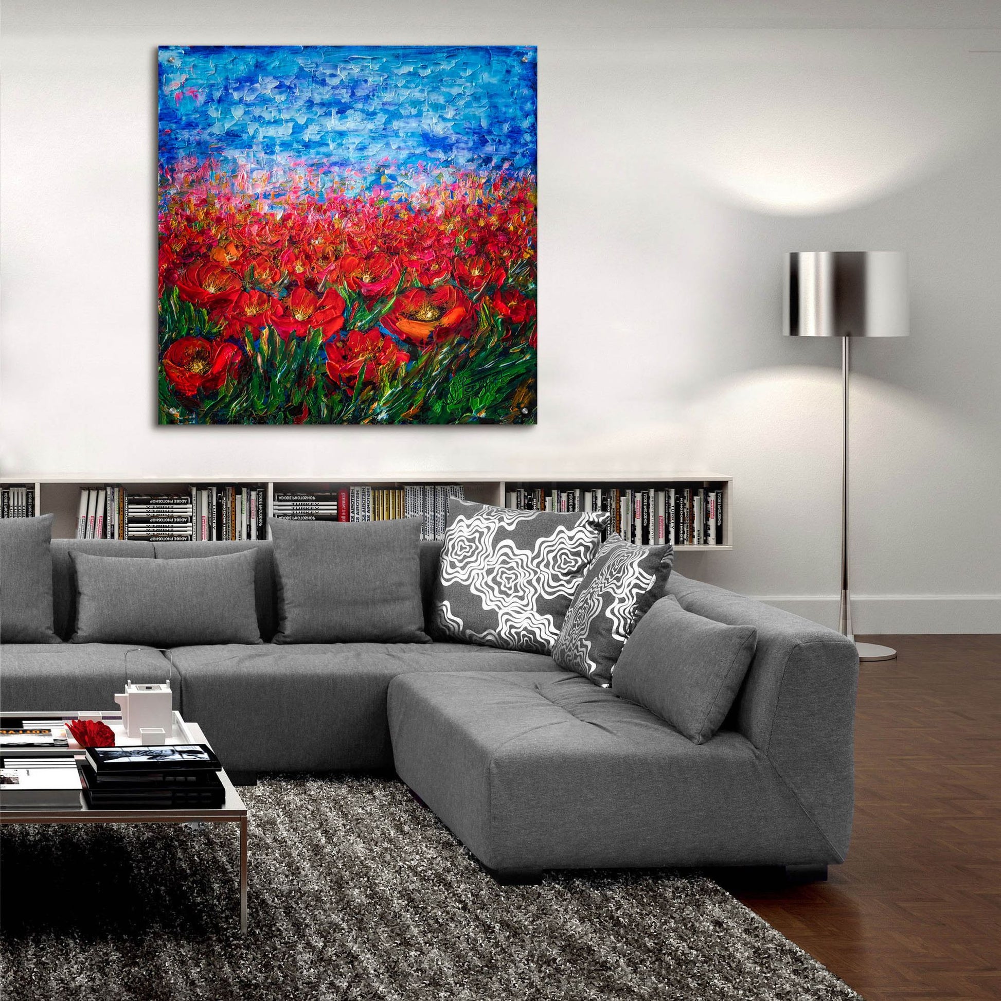 Epic Art 'Red Poppy Field' by Lena Owens, Acrylic Glass Wall Art,36x36