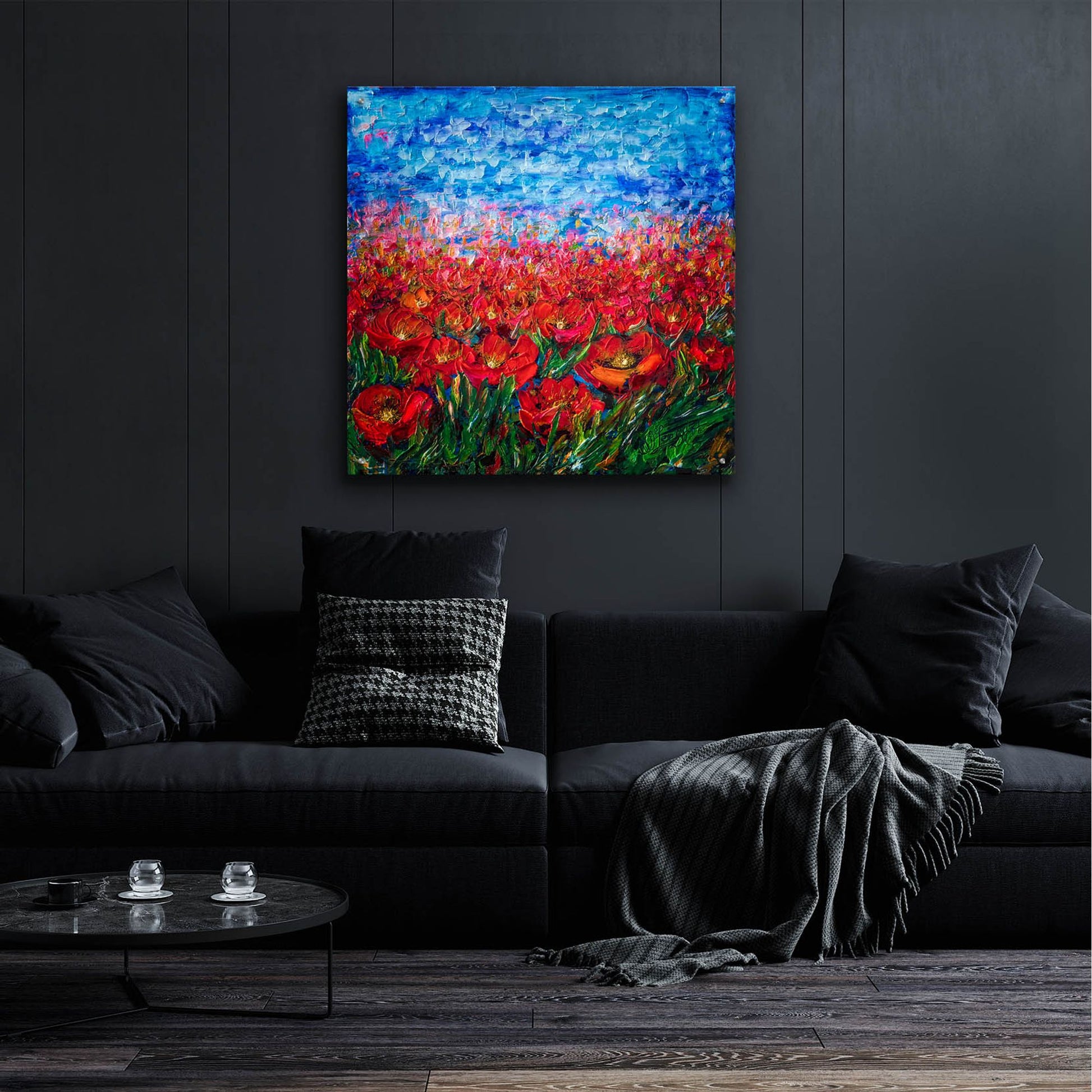 Epic Art 'Red Poppy Field' by Lena Owens, Acrylic Glass Wall Art,36x36