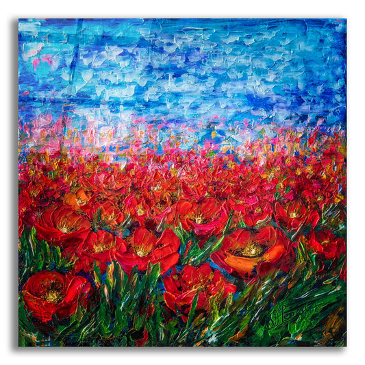 Epic Art 'Red Poppy Field' by Lena Owens, Acrylic Glass Wall Art