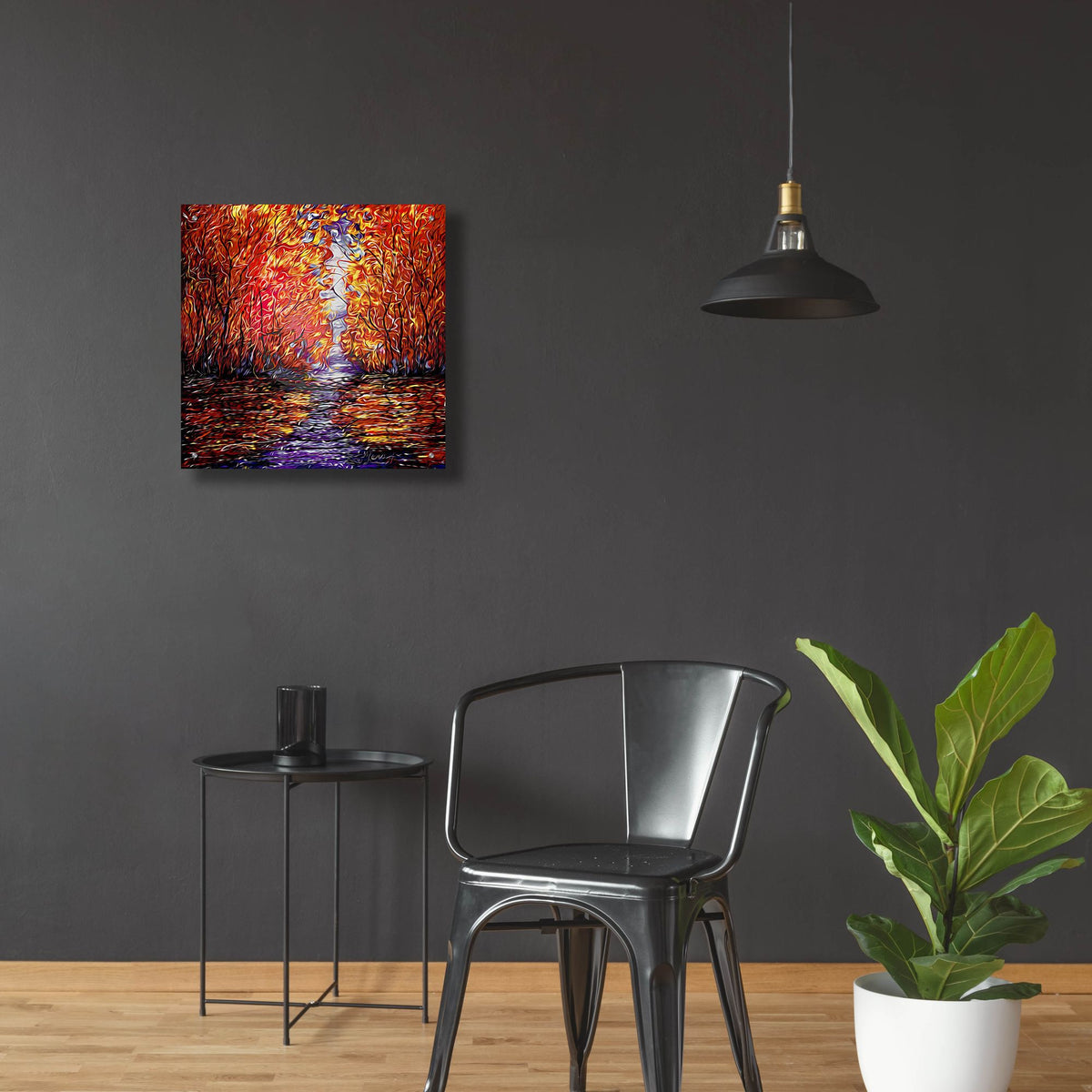 Epic Art 'Red Trees Reflection Abstract' by Lena Owens, Acrylic Glass Wall Art,24x24