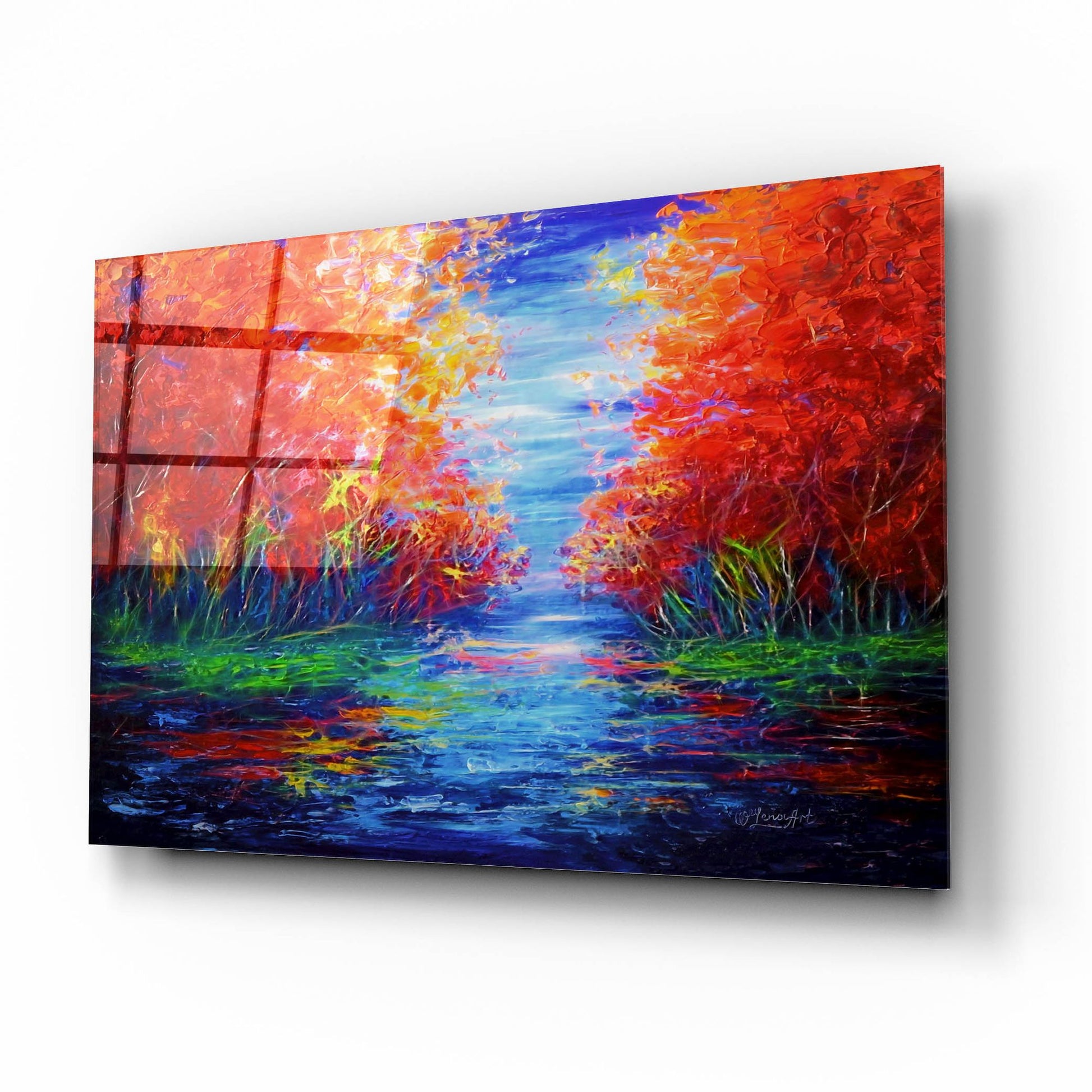 Epic Art 'Reflection Of Red Trees' by Lena Owens, Acrylic Glass Wall Art,16x12